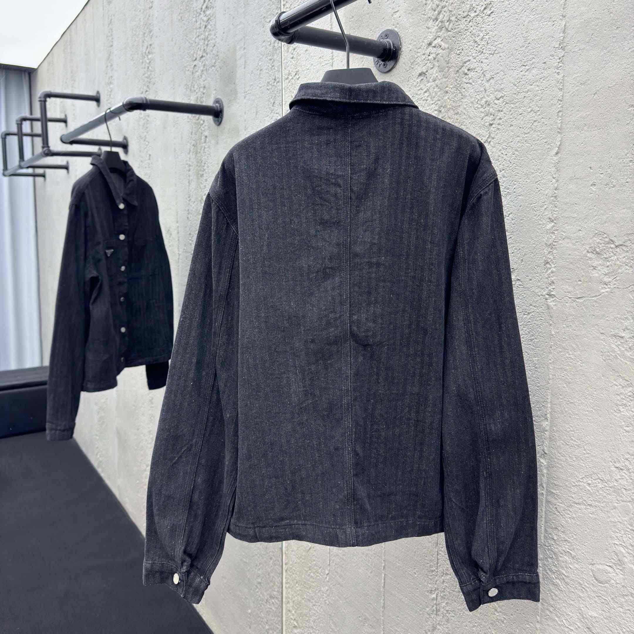 Prada Chevron Denim Blouson Jacket - FashionPlug