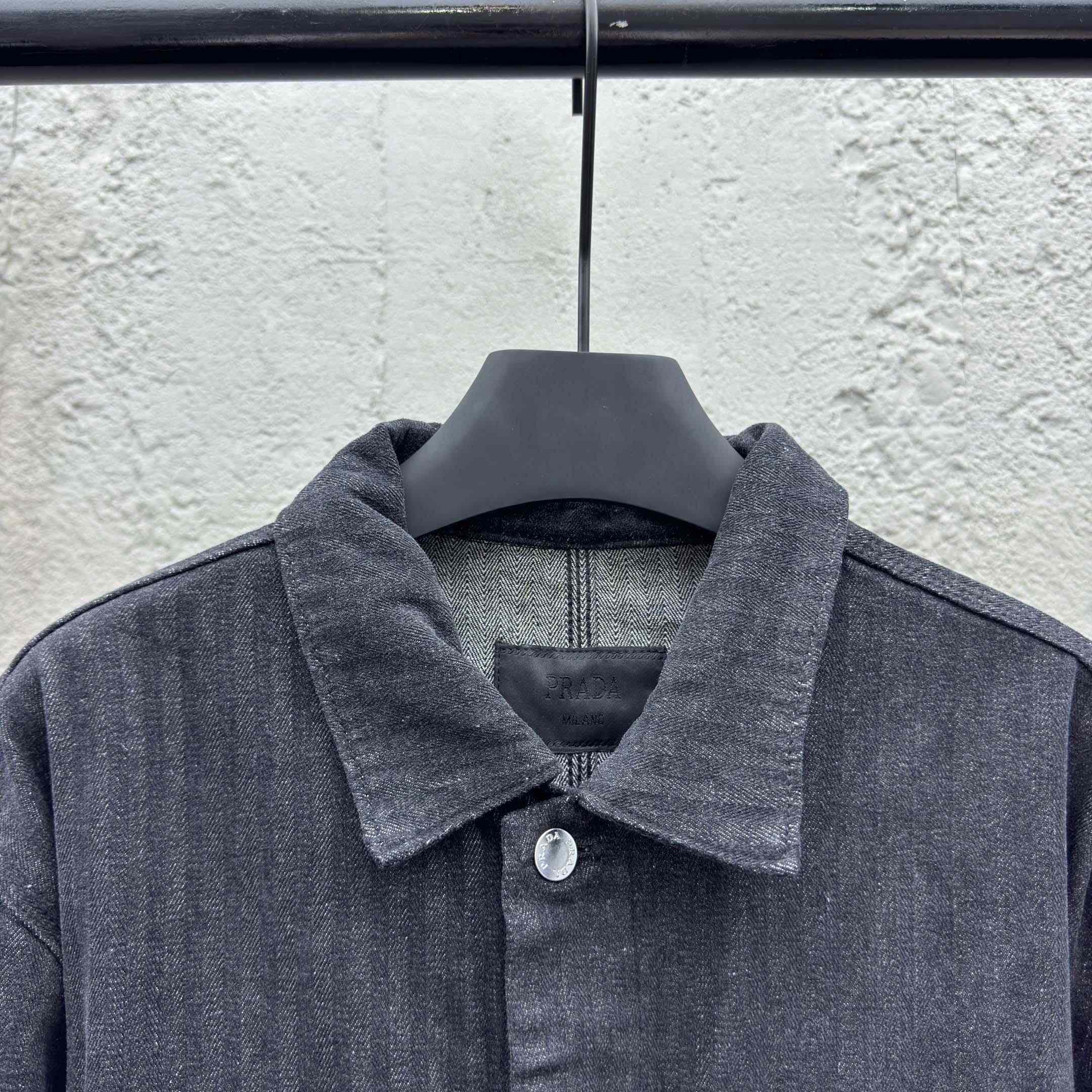 Prada Chevron Denim Blouson Jacket - FashionPlug