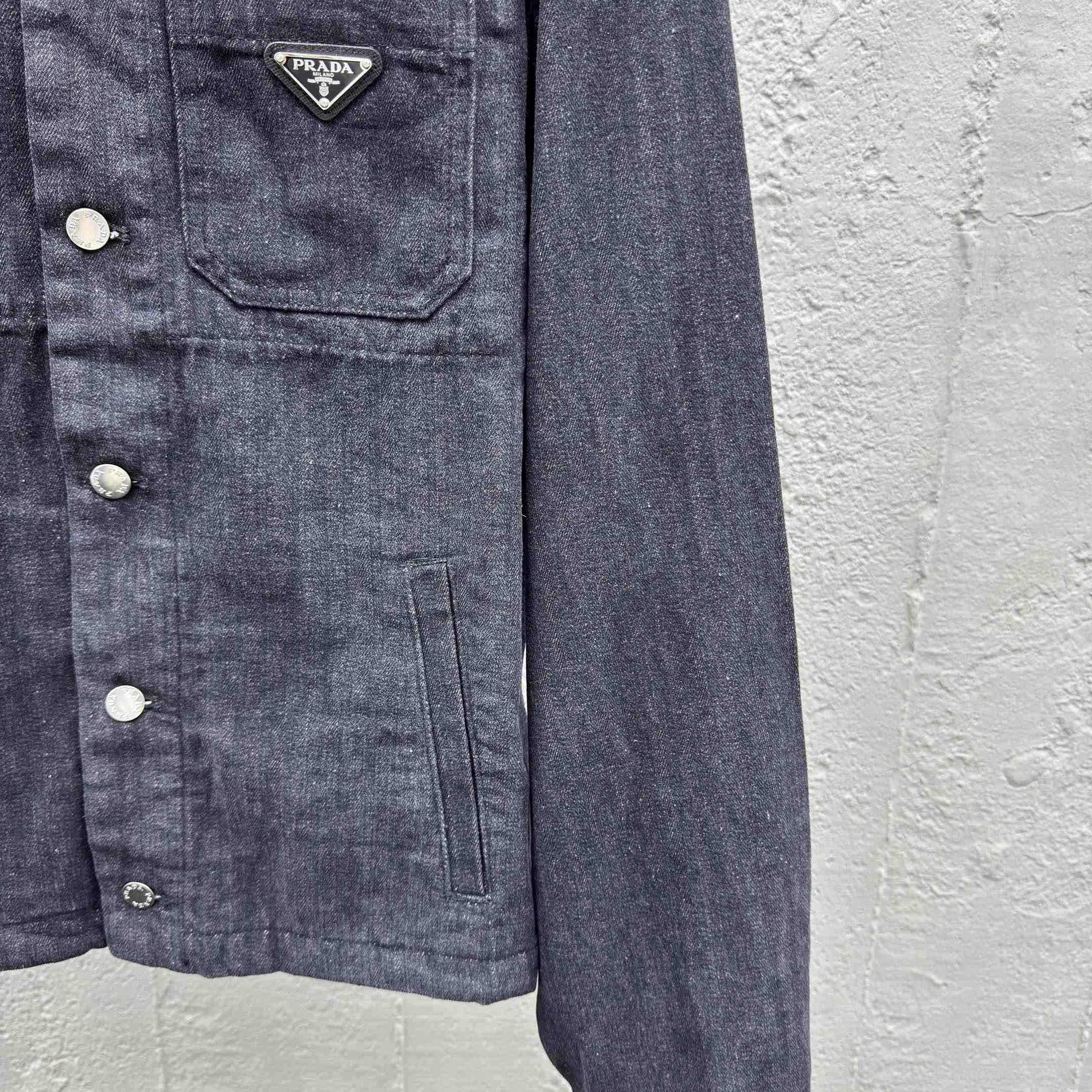 Prada Chevron Denim Blouson Jacket - FashionPlug