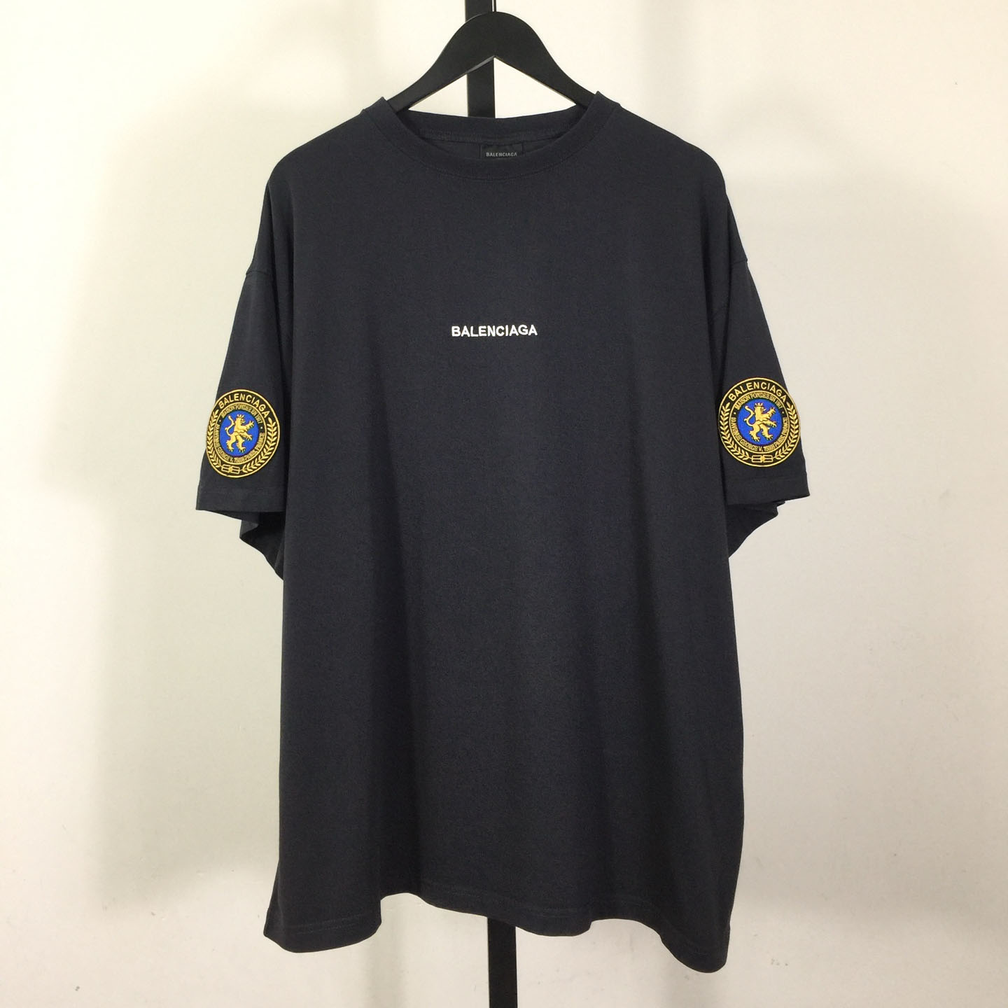 Balenciaga Uniform Merch Oversized T-Shirt In Faded Black dry Fleece - FashionPlug