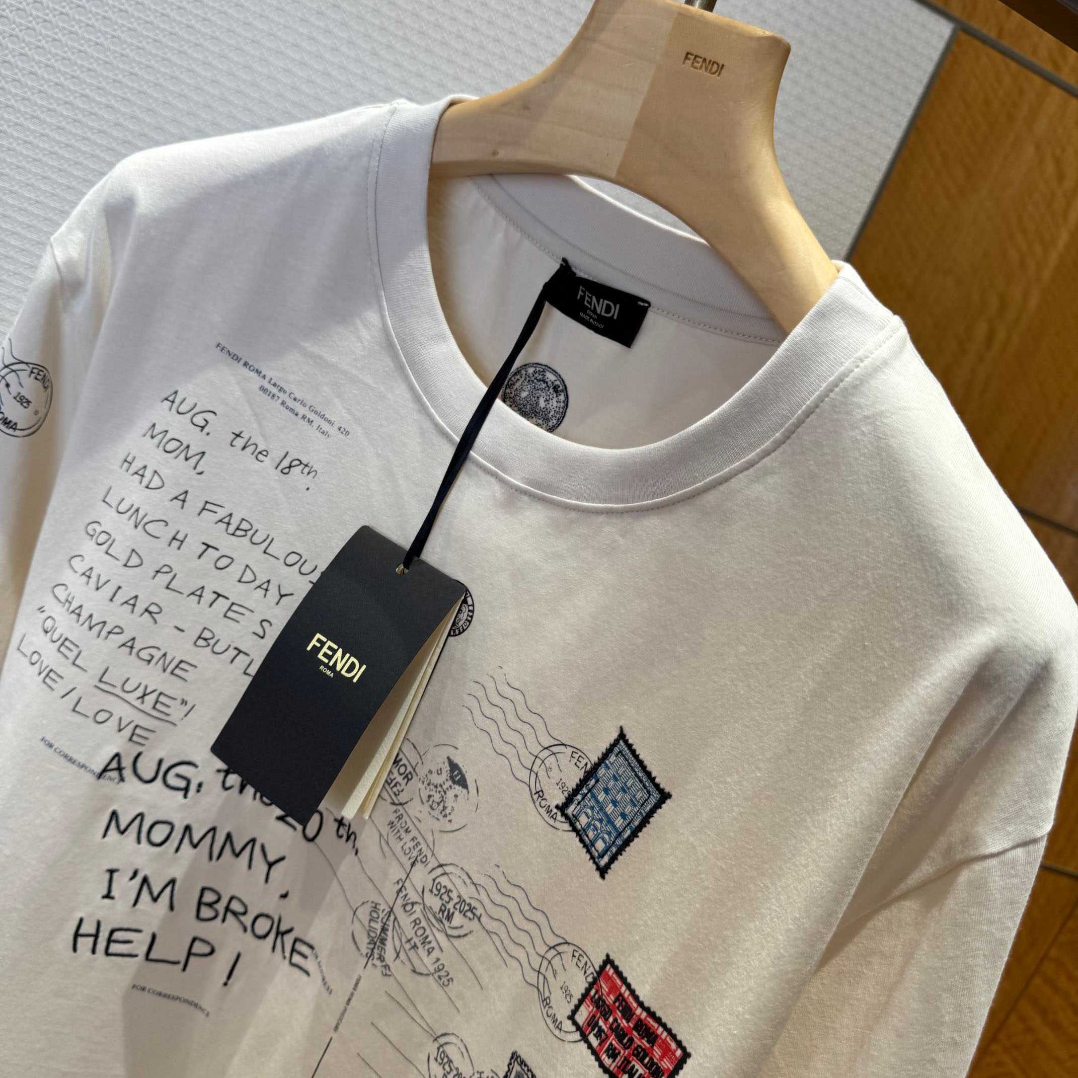 Fendi White Cotton T-shirt - FashionPlug