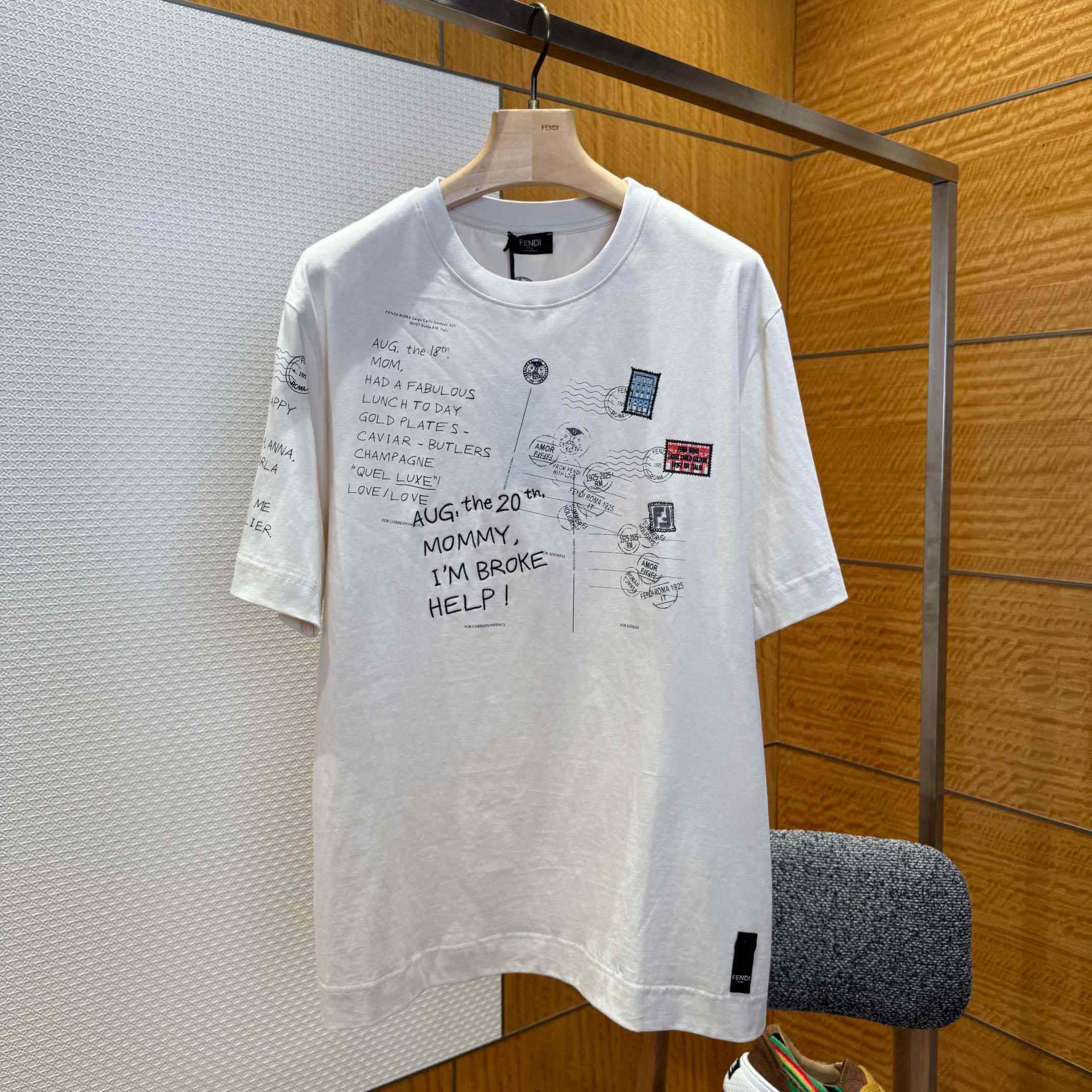 Fendi White Cotton T-shirt - FashionPlug