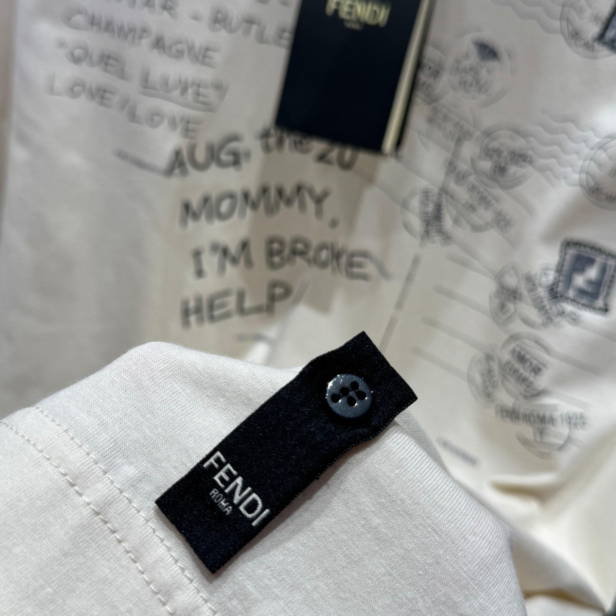 Fendi White Cotton T-shirt - FashionPlug