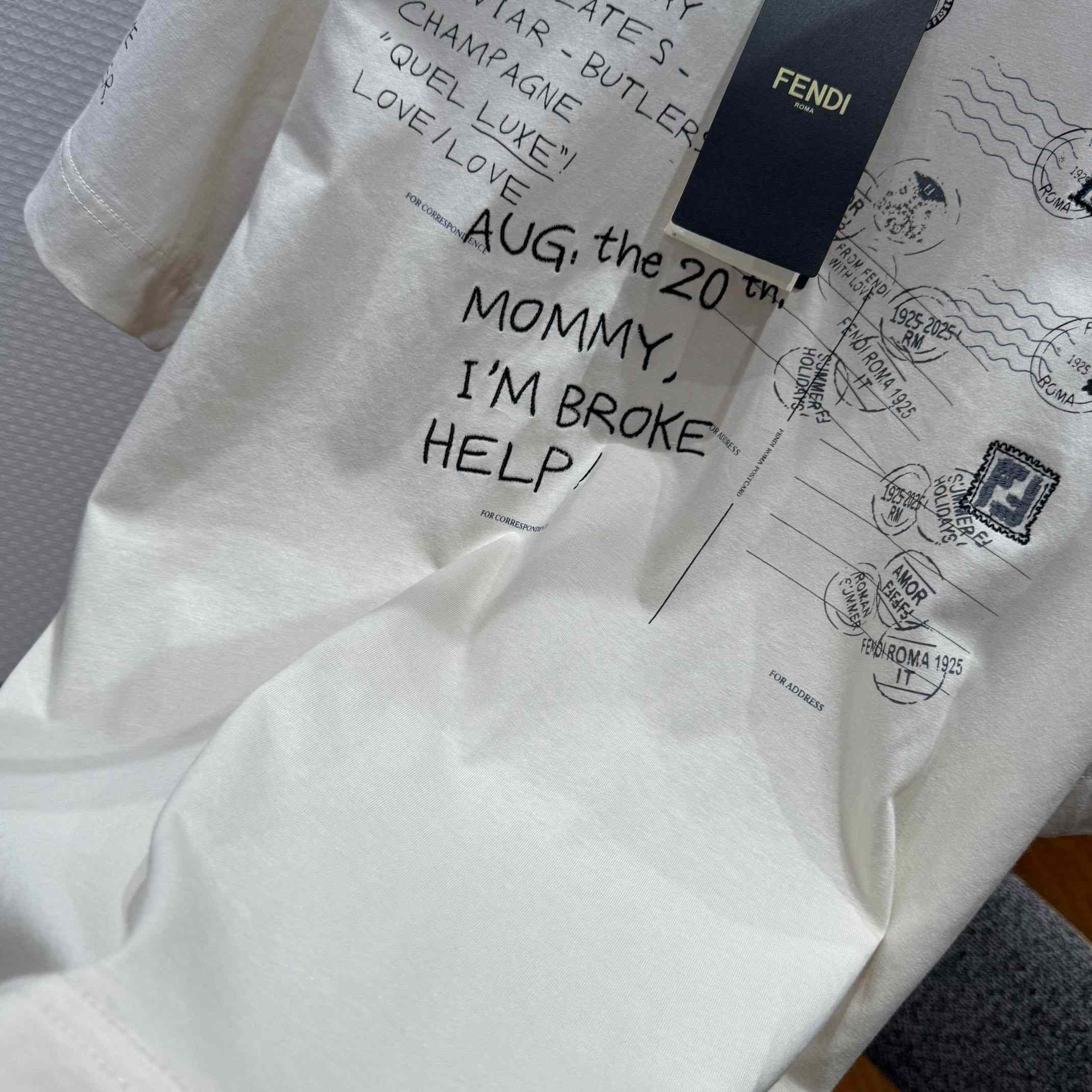 Fendi White Cotton T-shirt - FashionPlug