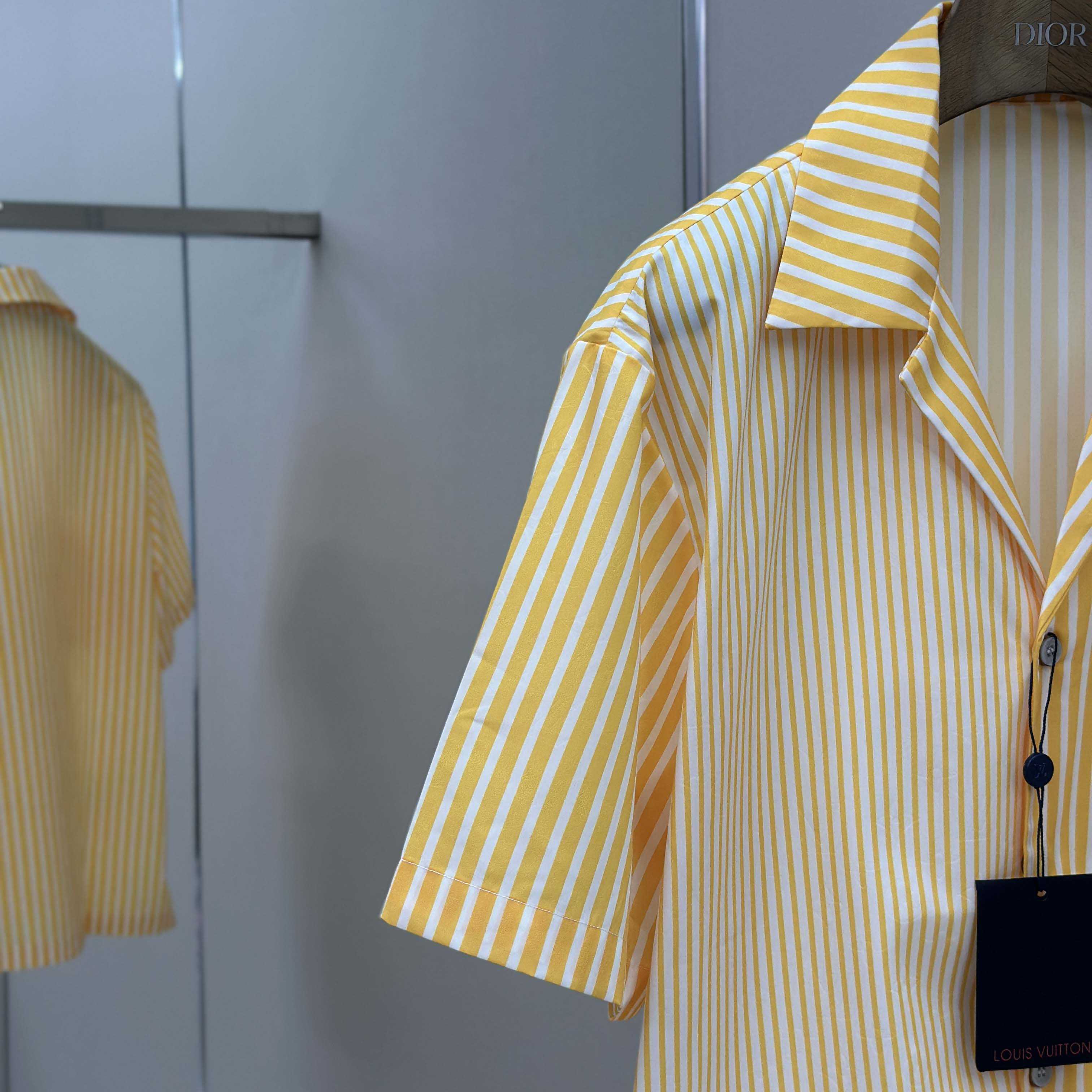 Louis Vuitton Monogram Striped Patchwork Short-Sleeved Shirt   1AHVWT - FashionPlug
