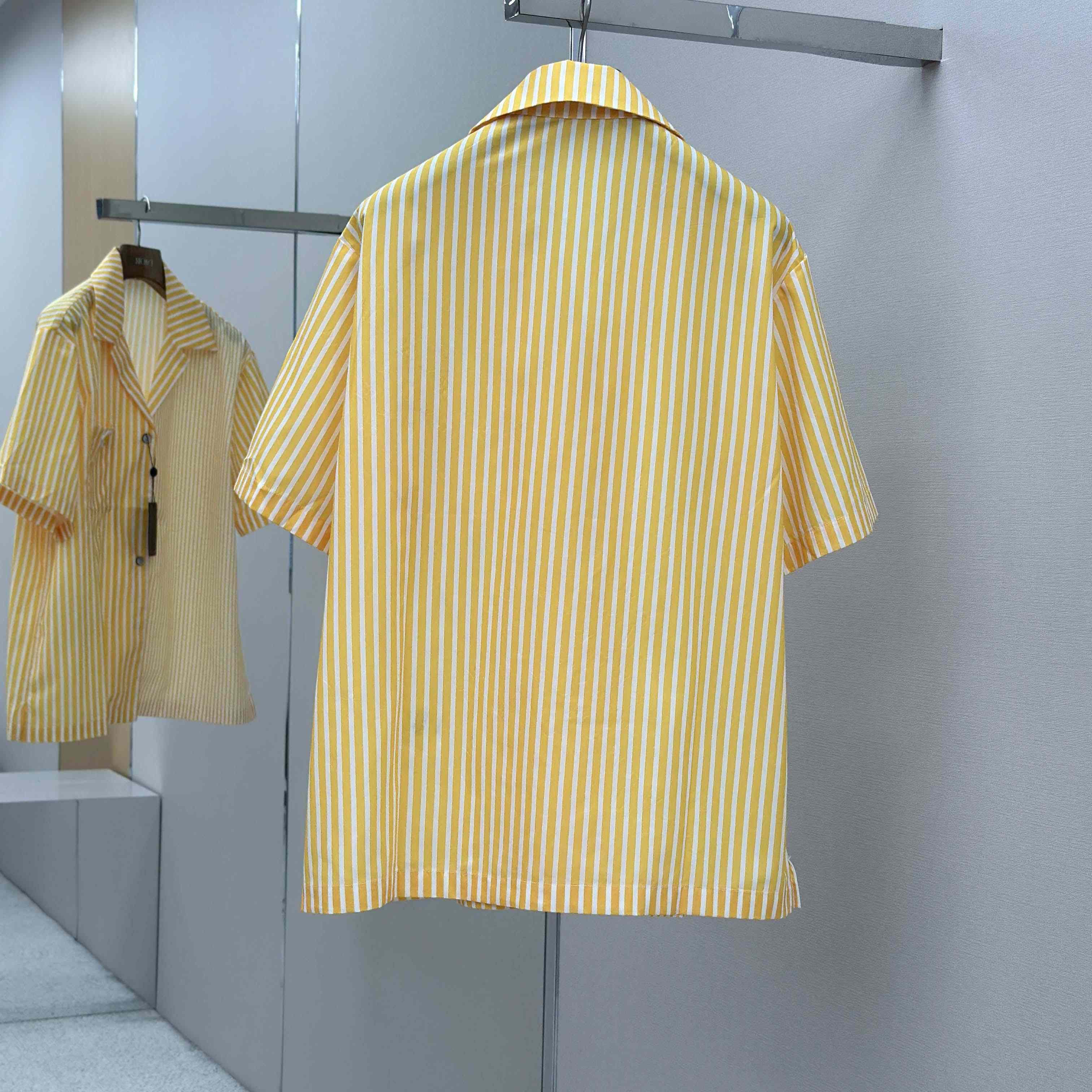 Louis Vuitton Monogram Striped Patchwork Short-Sleeved Shirt   1AHVWT - FashionPlug