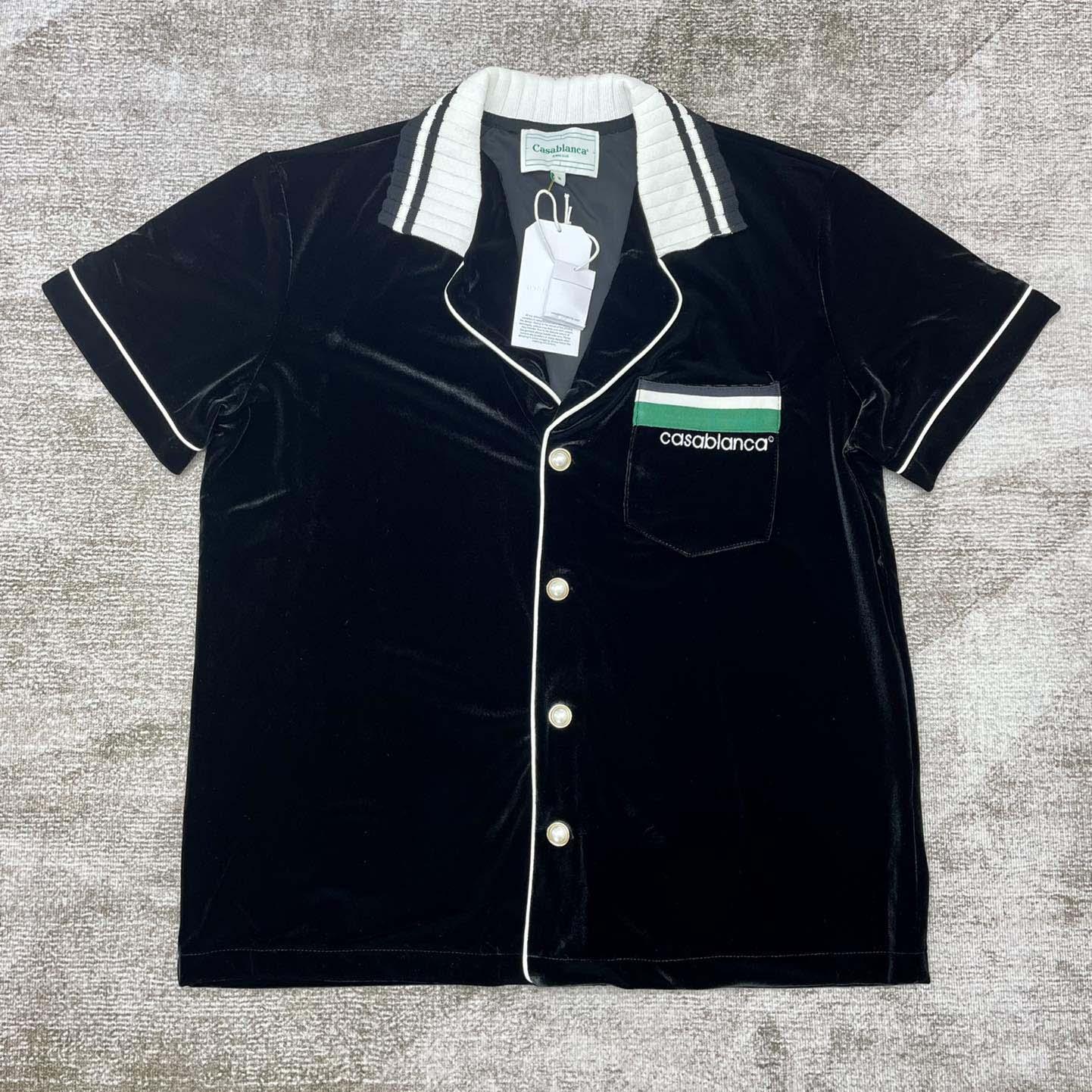 Casablanca Short-Sleeve Velour Shirt   c932 - FashionPlug