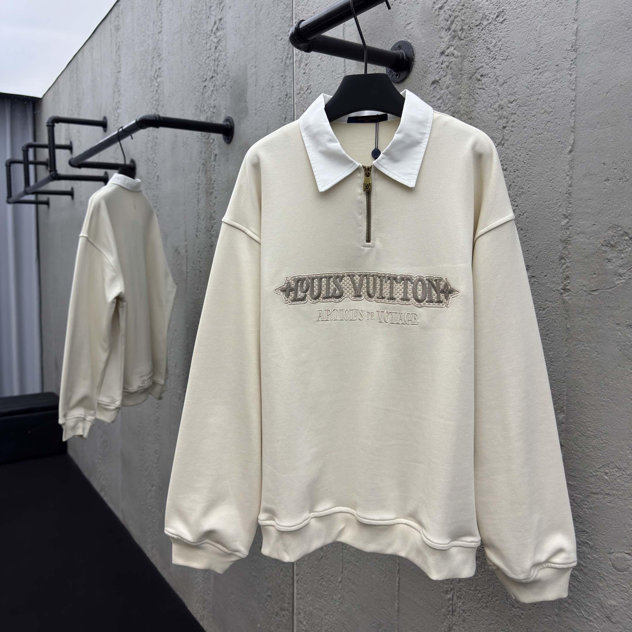 Louis Vuitton Embellished Half Zip Sweatshirt   1AHW29 - FashionPlug