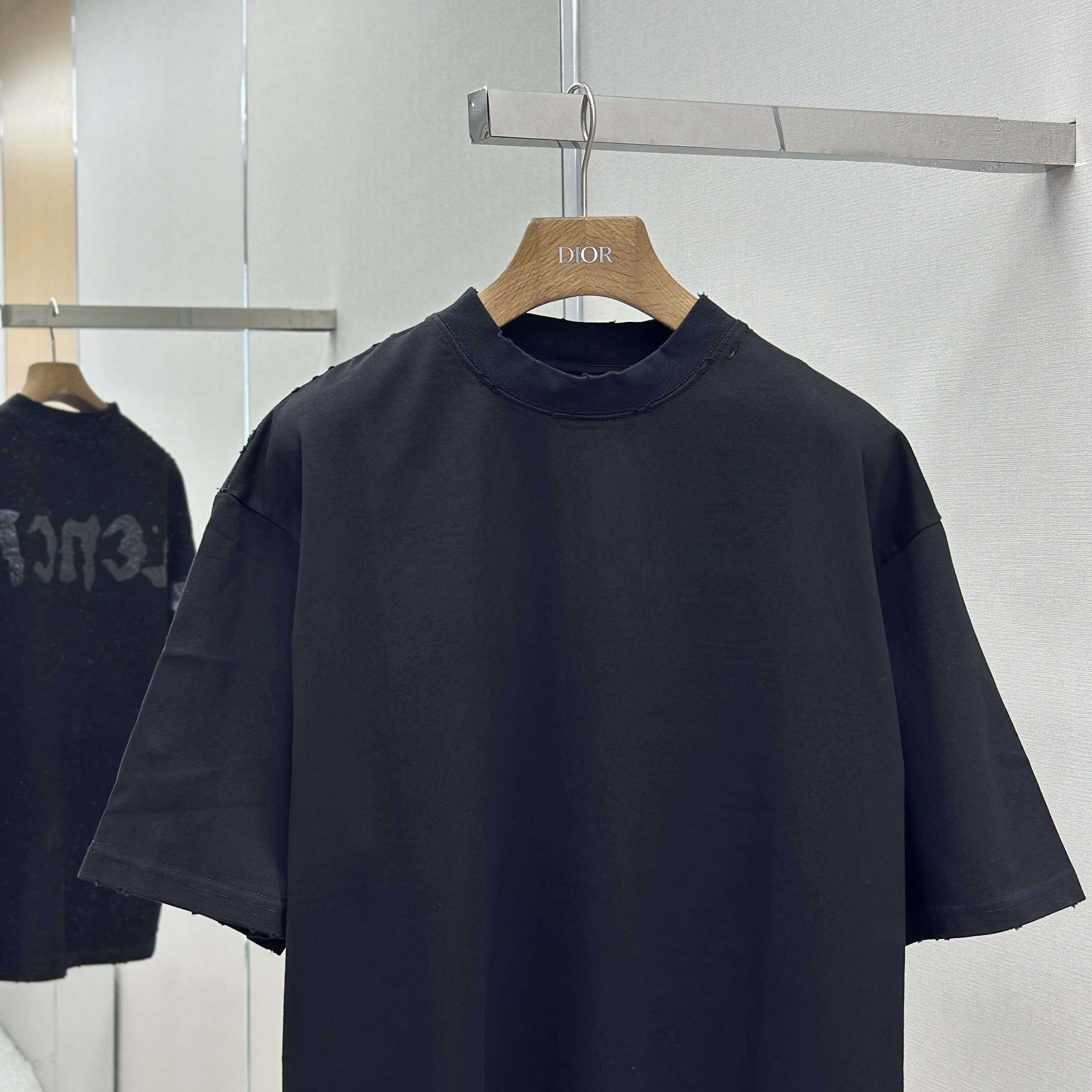 Balenciaga Painted T-Shirt Medium Fit In Faded Washed Black - FashionPlug