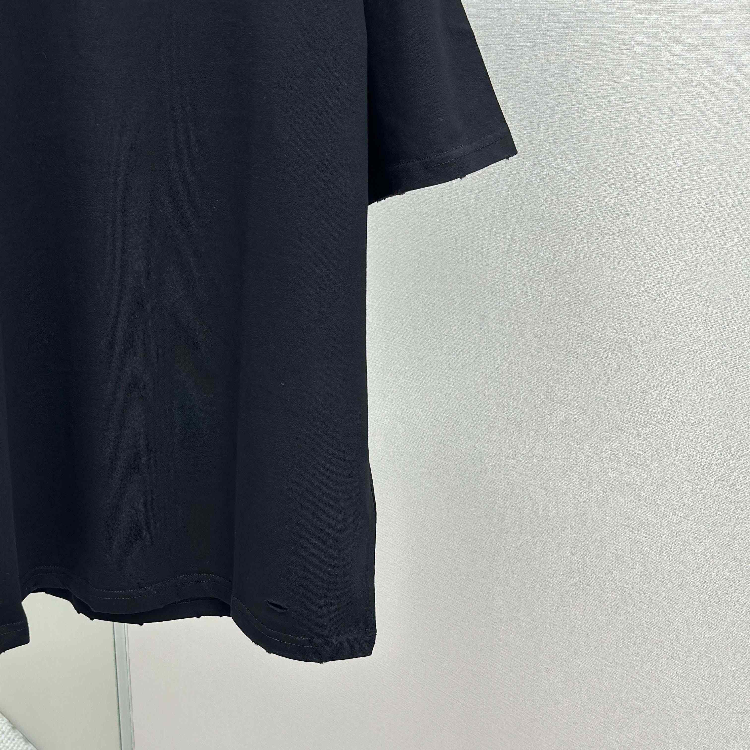 Balenciaga Painted T-Shirt Medium Fit In Faded Washed Black - FashionPlug
