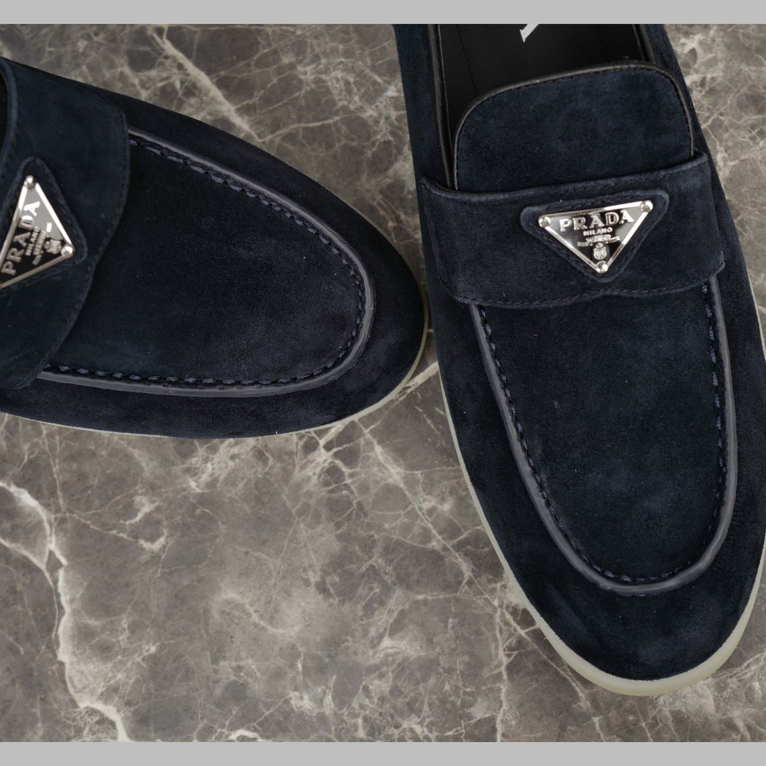 Prada Suede Leather Loafers - FashionPlug