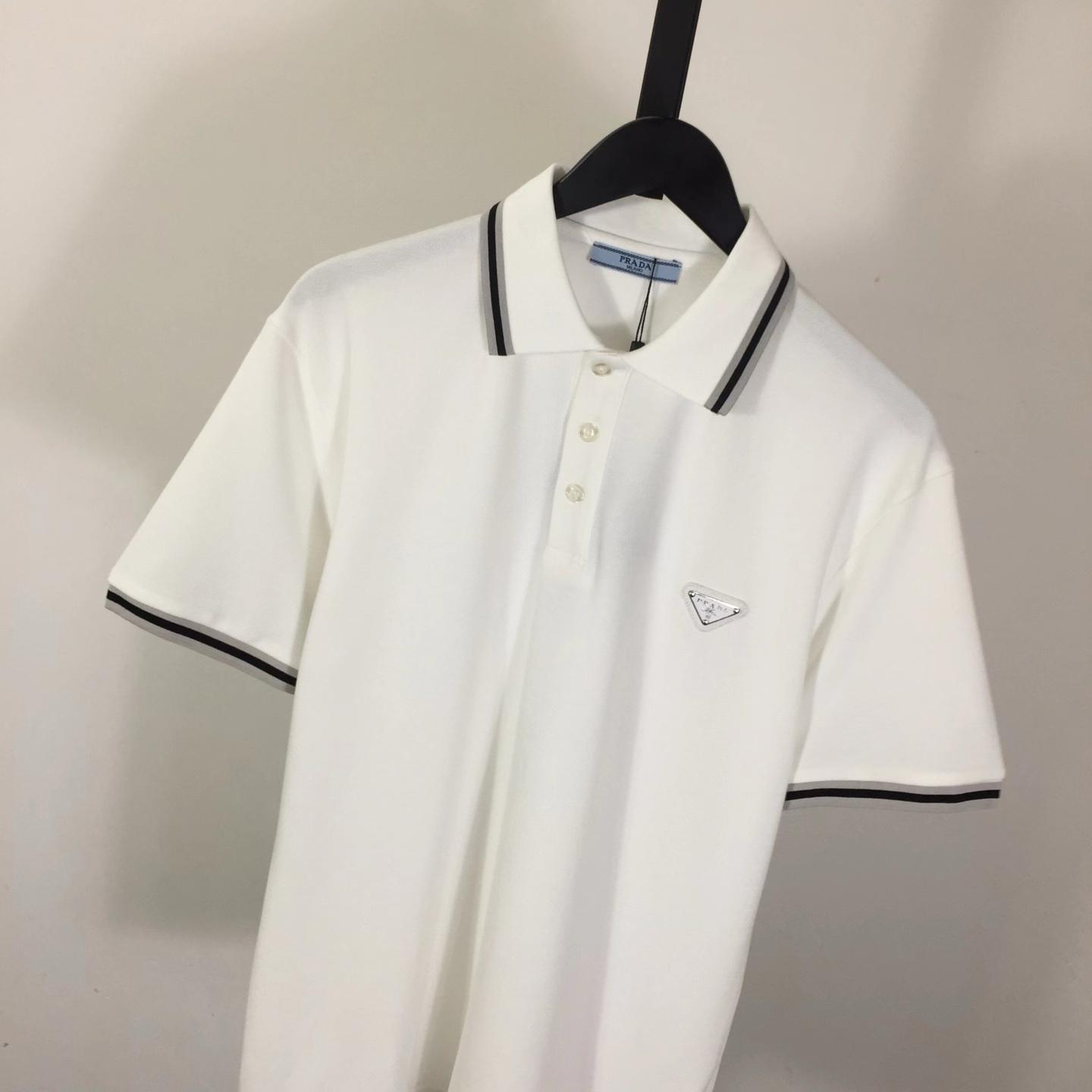 Prada Logo Cotton Polo Shirt - FashionPlug
