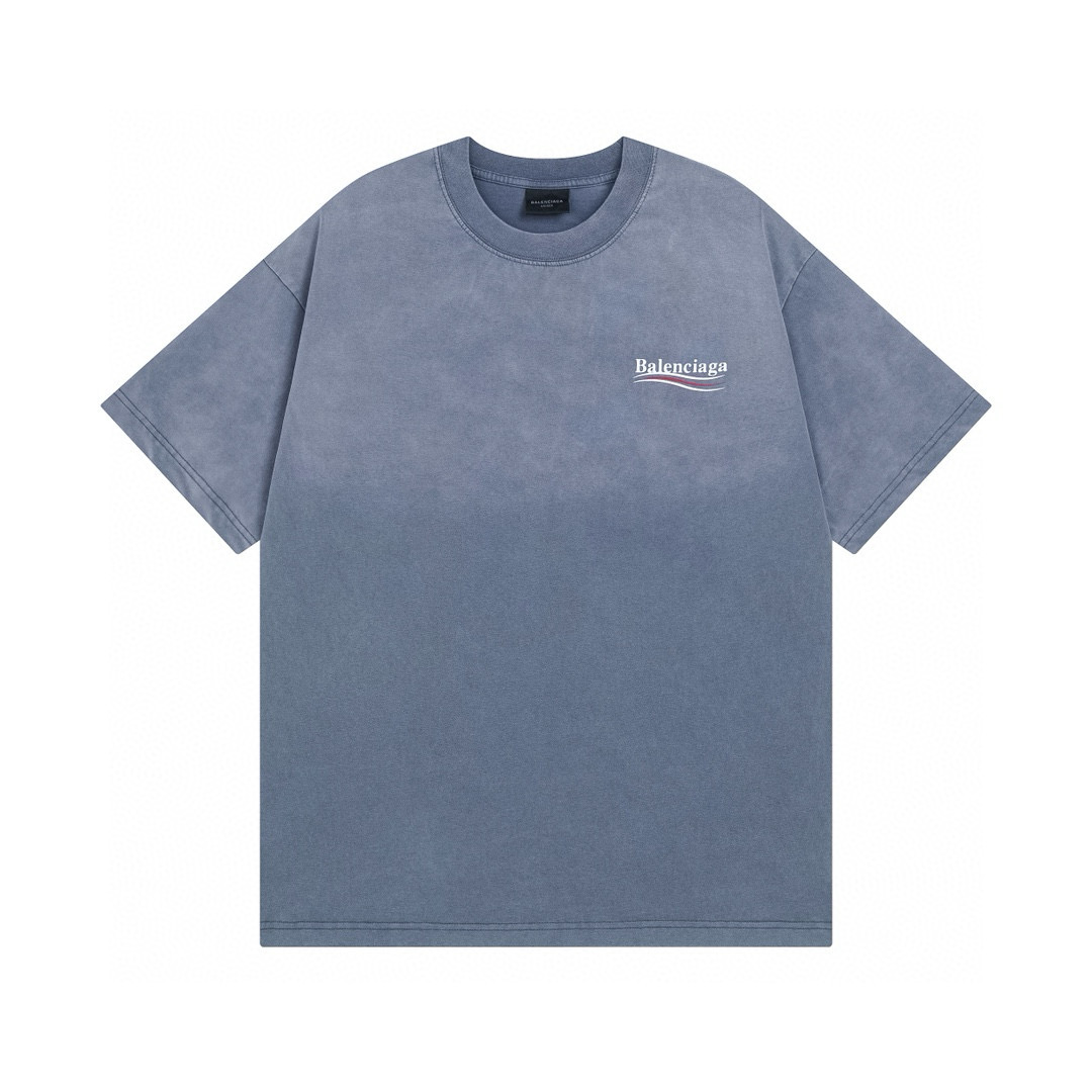 Balenciaga Political Campaign T-Shirt Medium Fit In Faded Blue - FashionPlug