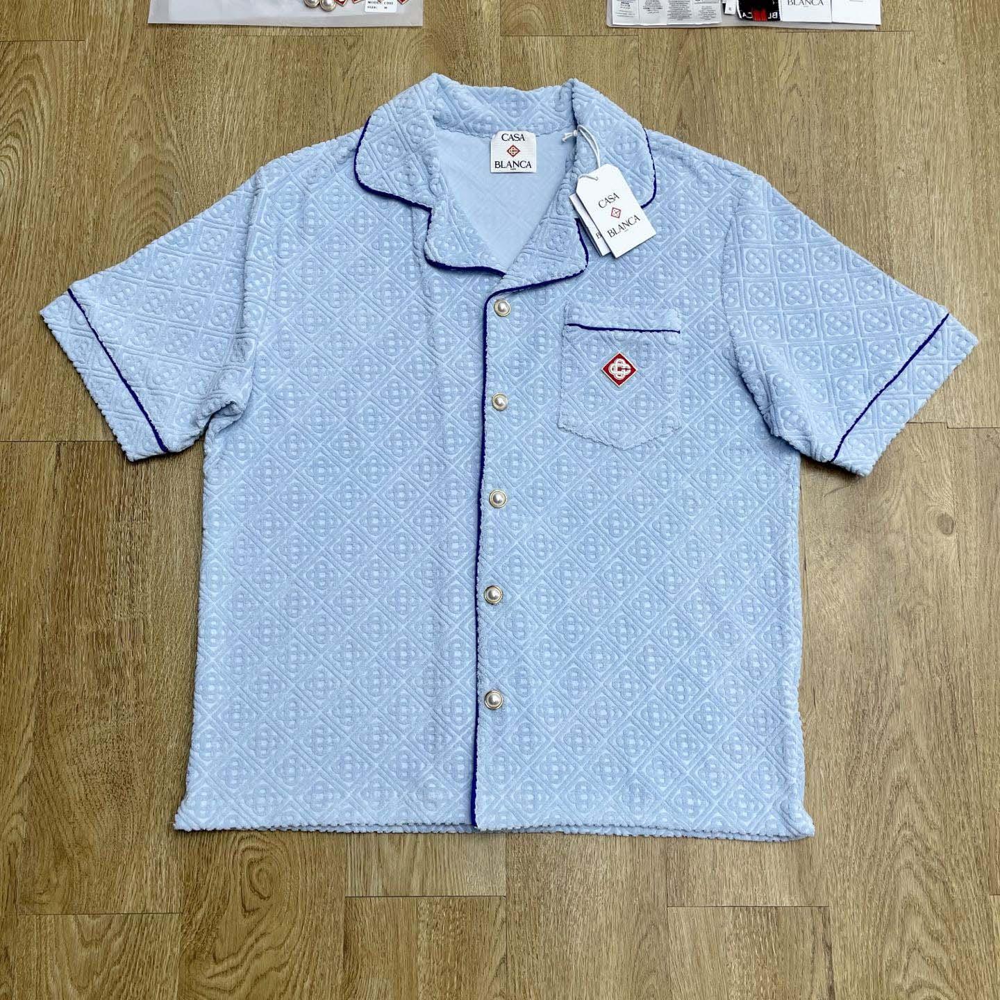 Casablanca Monogram Jacquard Towelling Short Sleeve Shirt   c1026 - FashionPlug