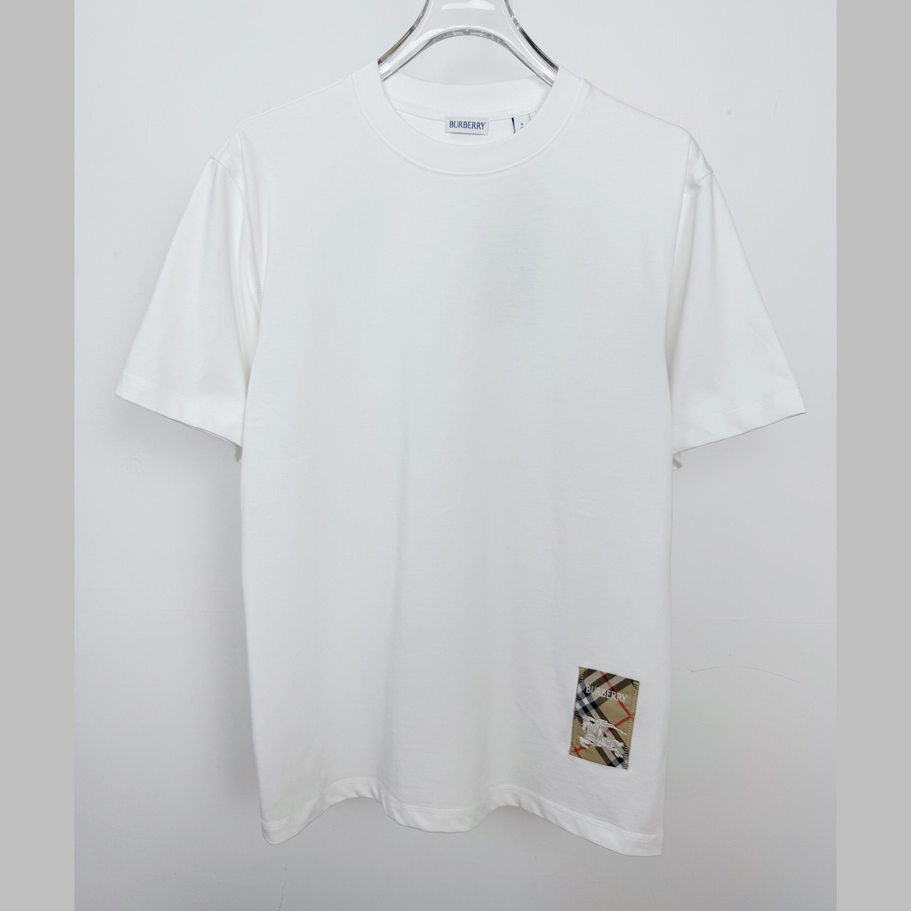 Burberry Check Label Cotton T-shirt  - FashionPlug