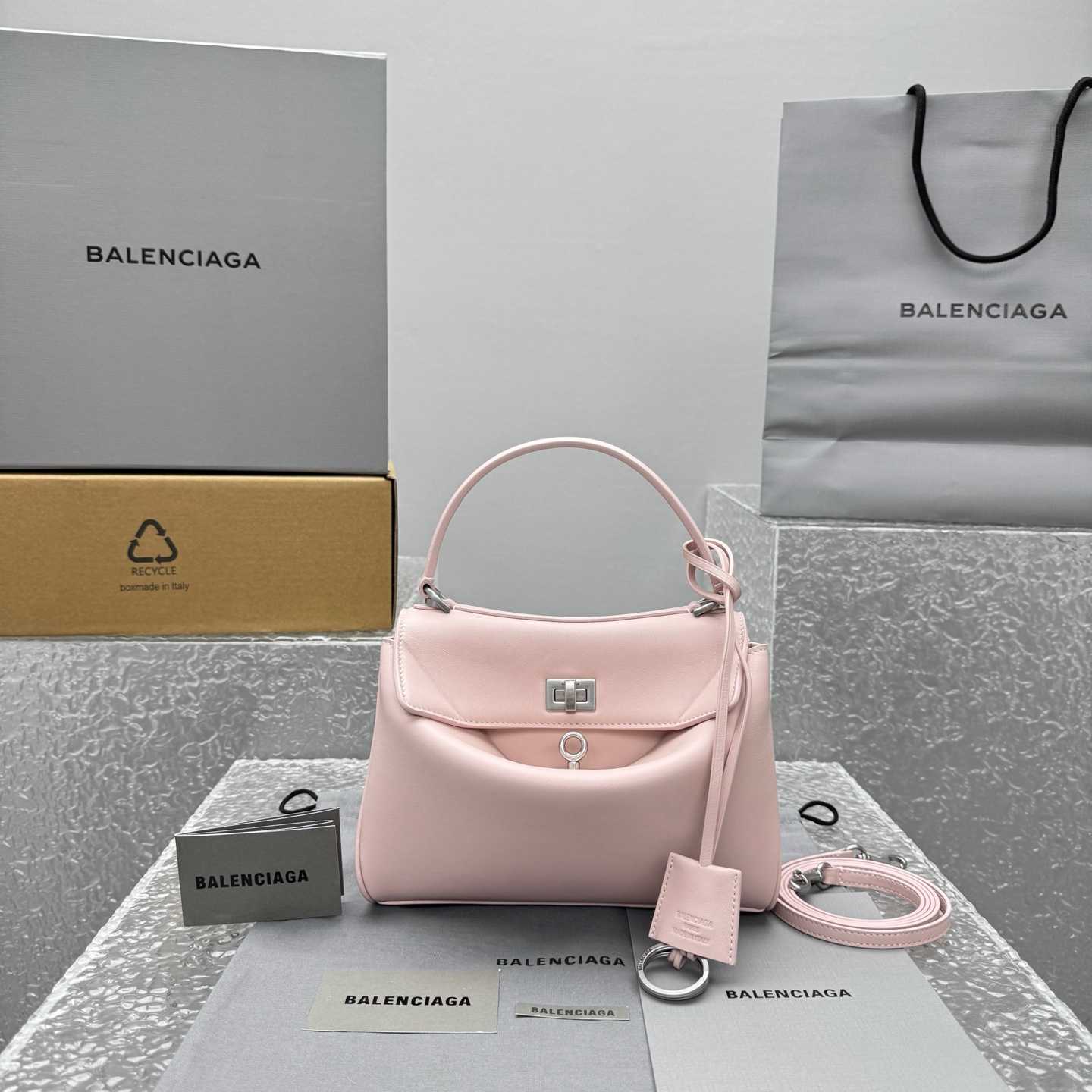 Balenciaga Rodeo Handbag Mini In Suede Pink - FashionPlug