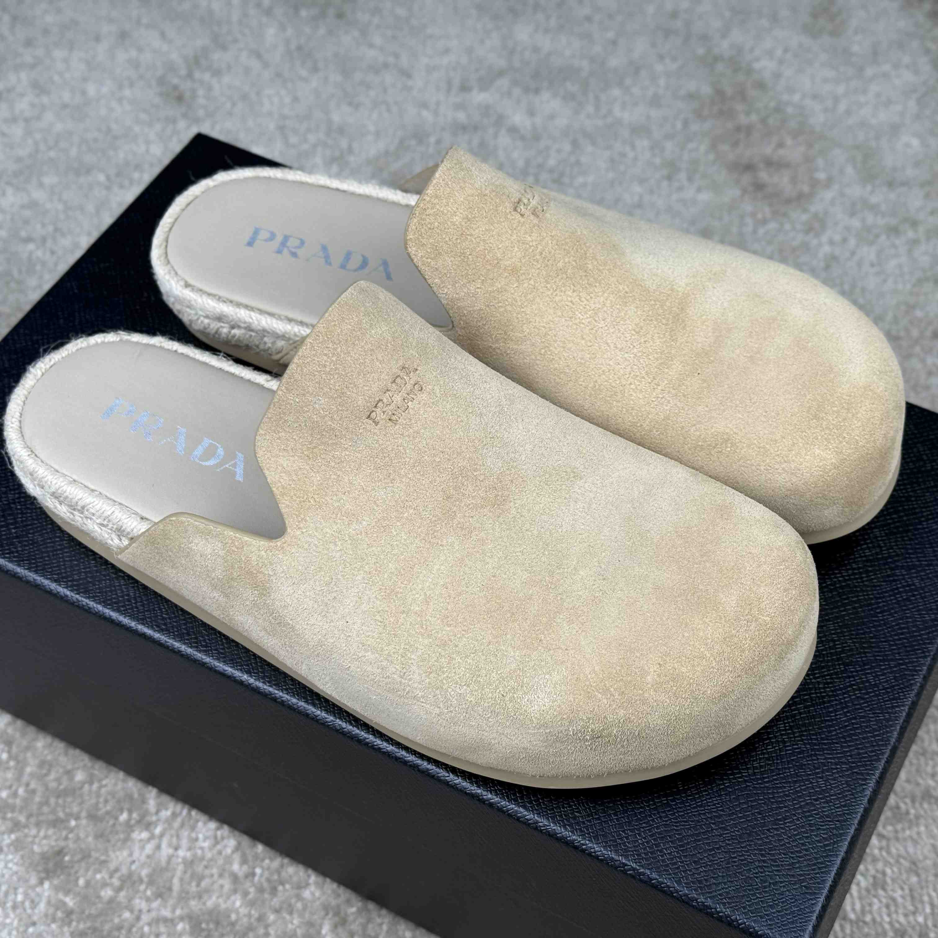 Prada Suede Mules - FashionPlug