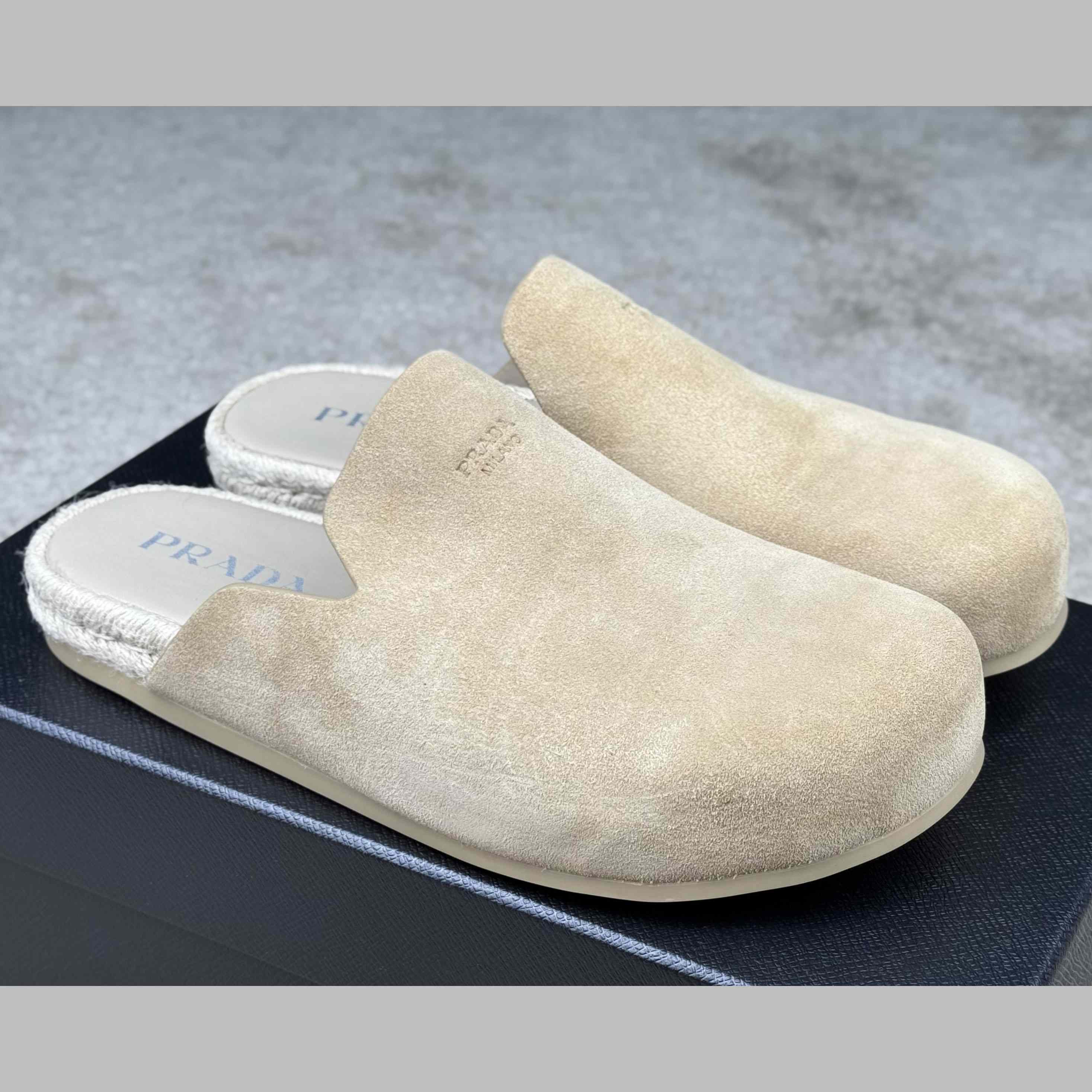 Prada Suede Mules - FashionPlug