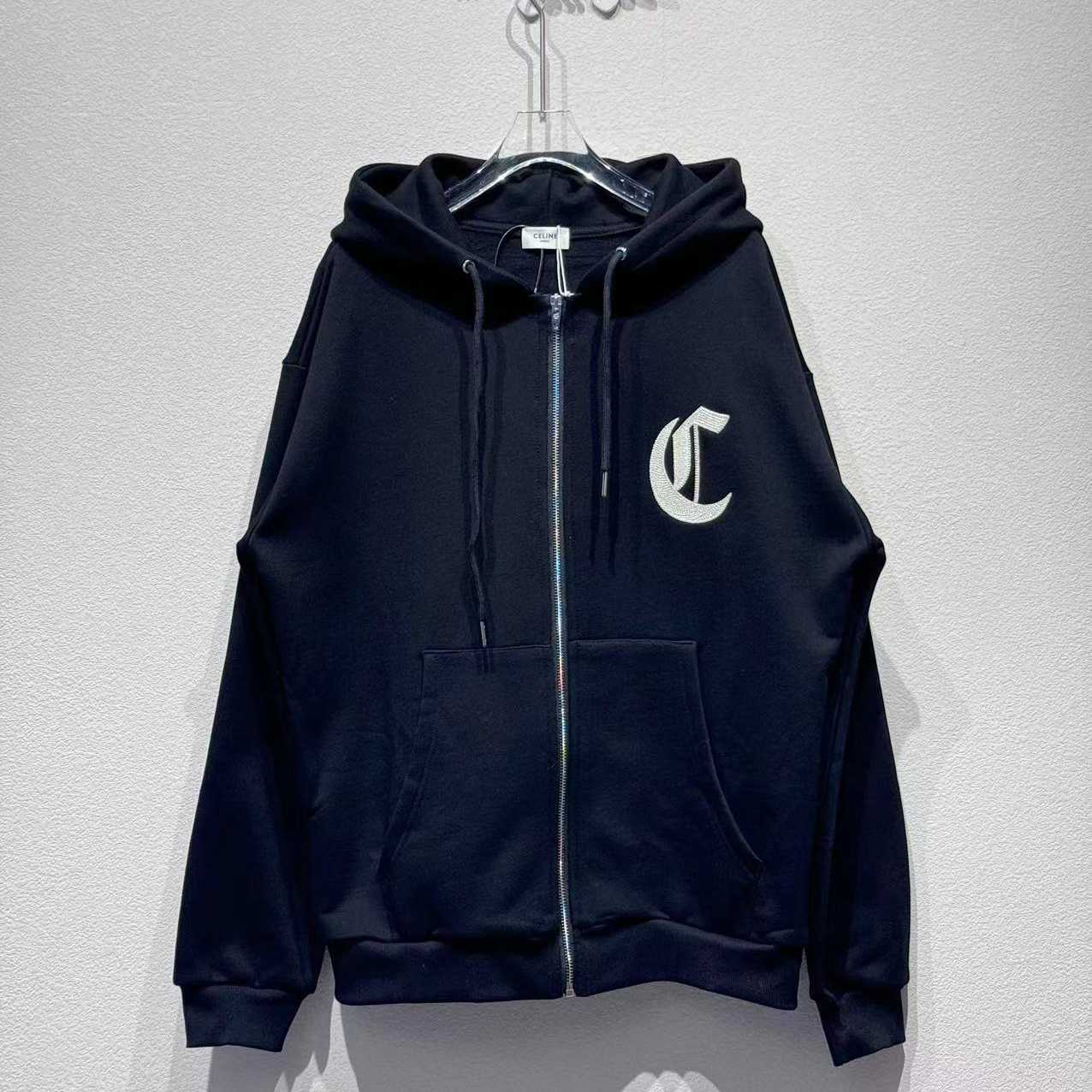 Celine Zipped Hoodie In Cotton Fleece - FashionPlug