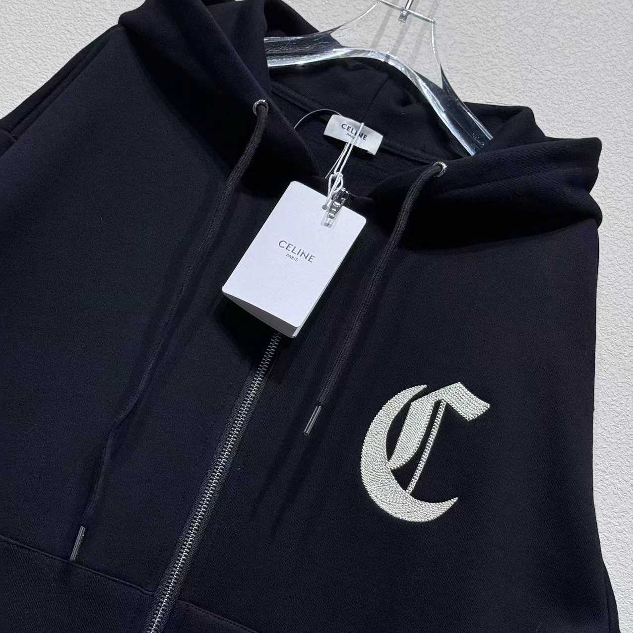 Celine Zipped Hoodie In Cotton Fleece - FashionPlug