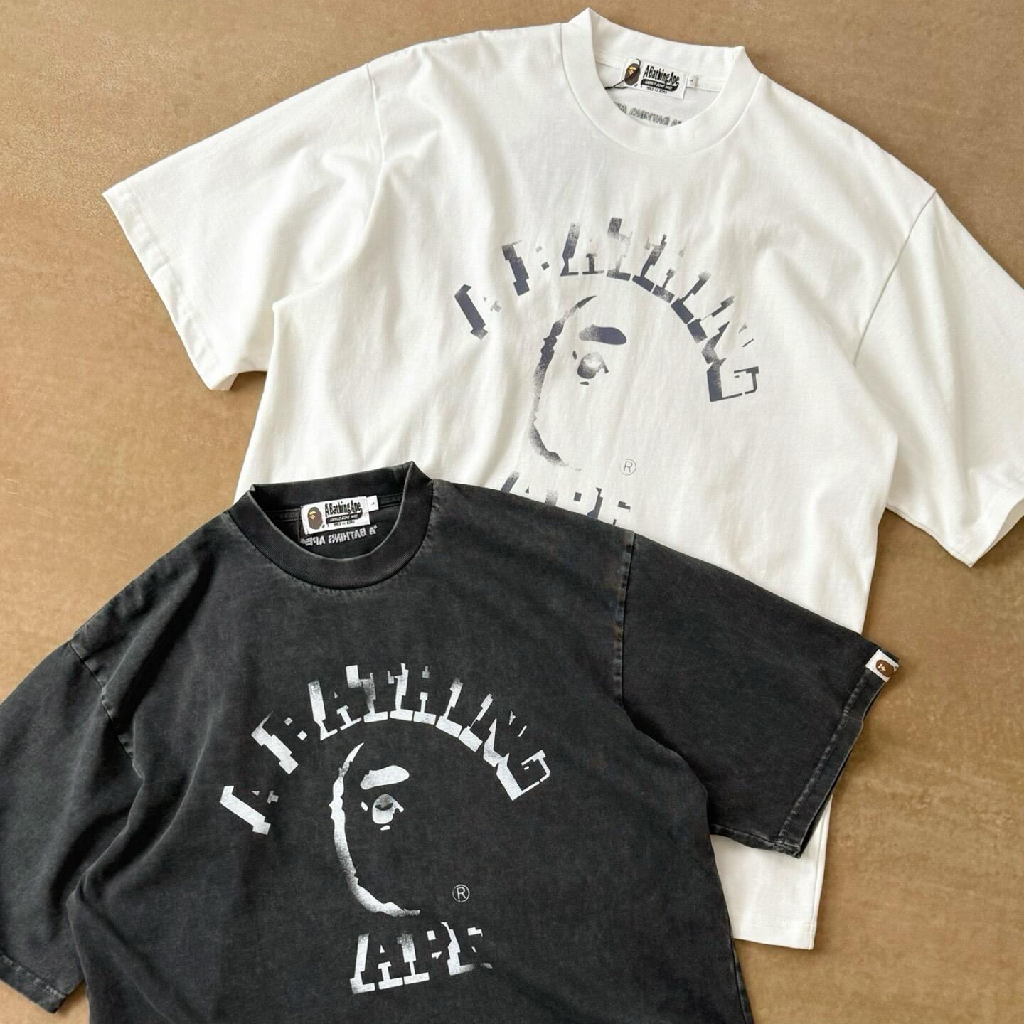 Bape Garment Dye Spray Print College Relaxedfit Tee - FashionPlug