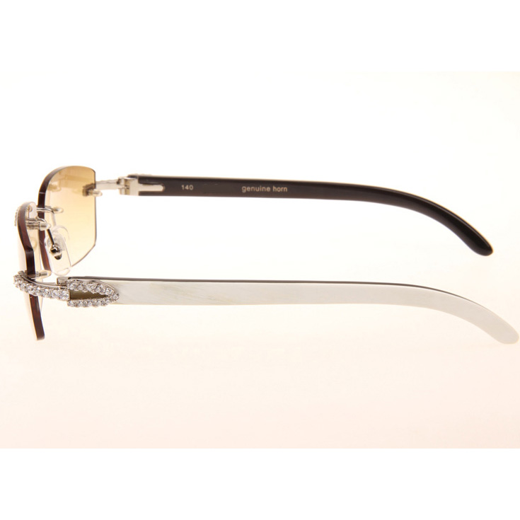Cartier CT_3524012 Big Diamond White Mix Black Buffalo Sunglasses In Silver Brown - FashionPlug