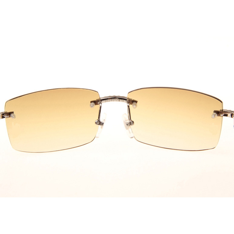 Cartier CT_3524012 Big Diamond White Mix Black Buffalo Sunglasses In Silver Brown - FashionPlug