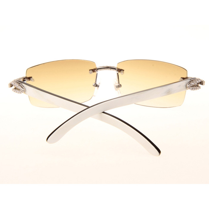 Cartier CT_3524012 Big Diamond White Mix Black Buffalo Sunglasses In Silver Brown - FashionPlug