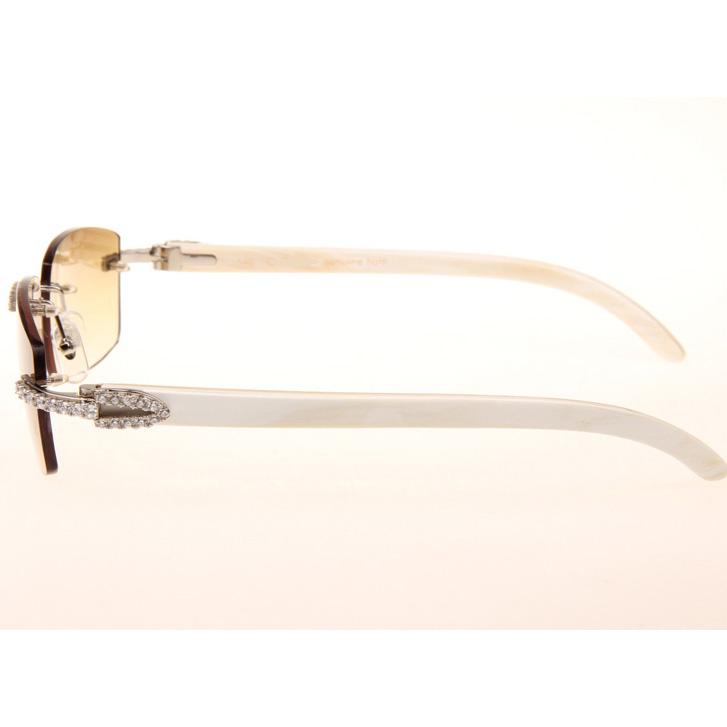 Cartier CT_3524012 Big Diamond White Buffalo Sunglasses In Silver Brown - FashionPlug
