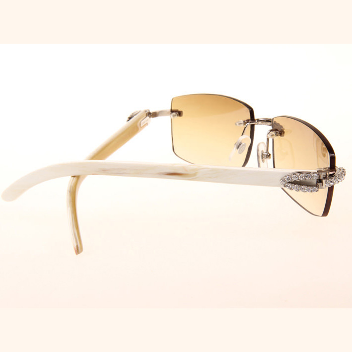 Cartier CT_3524012 Big Diamond White Buffalo Sunglasses In Silver Brown - FashionPlug