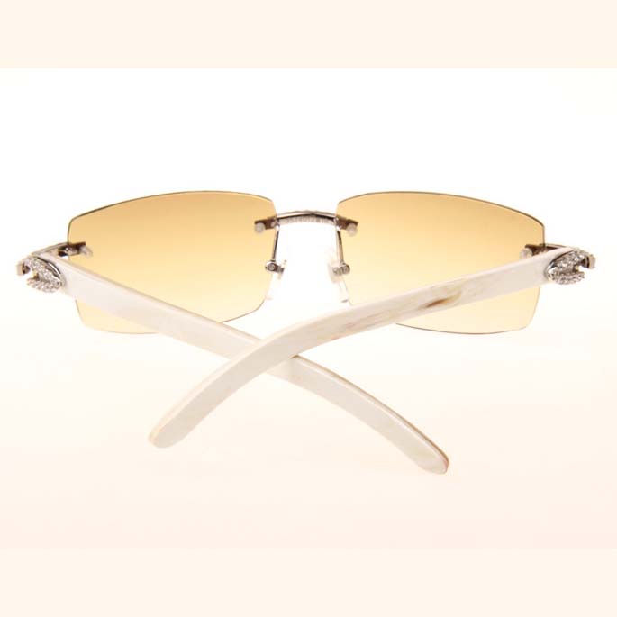 Cartier CT_3524012 Big Diamond White Buffalo Sunglasses In Silver Brown - FashionPlug