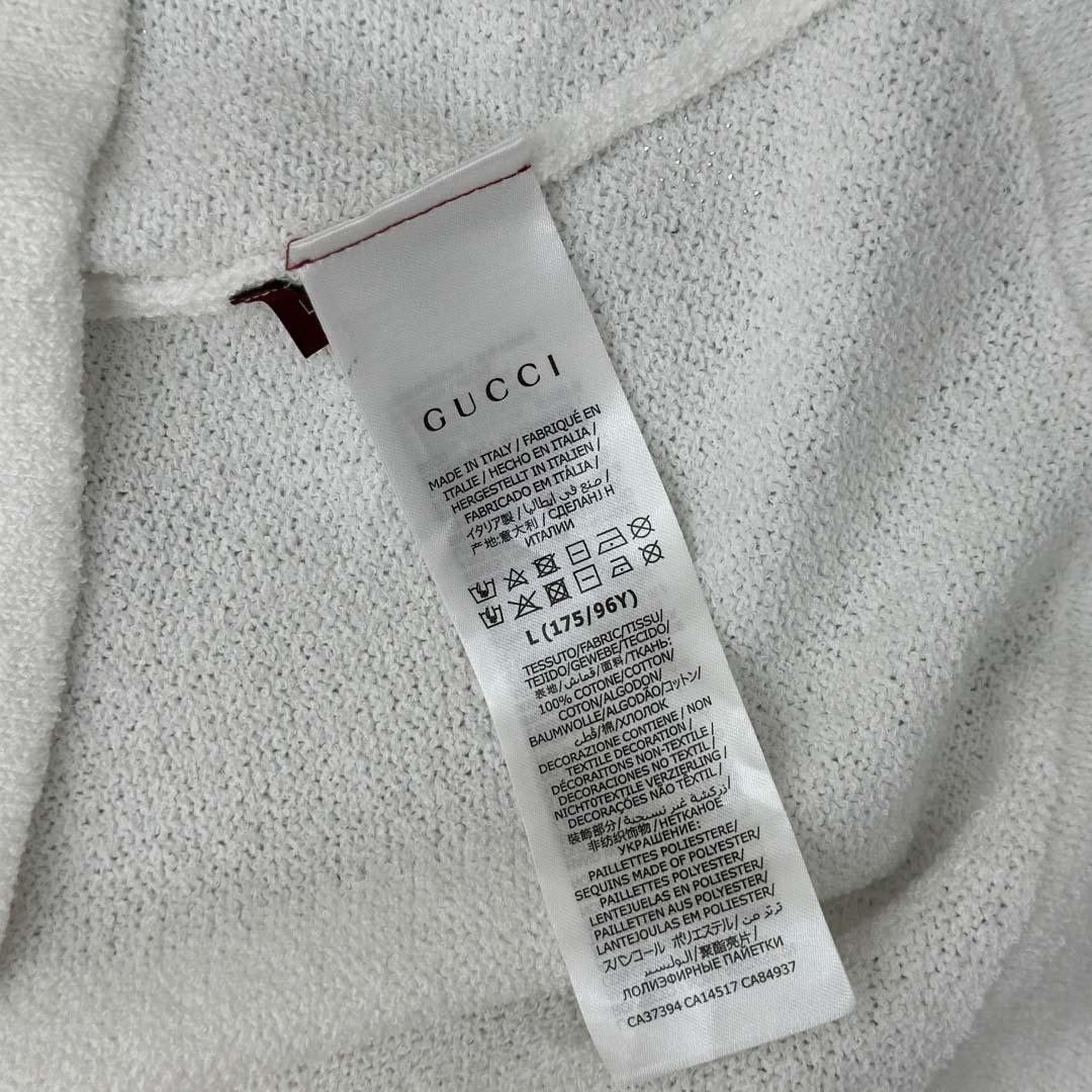 Gucci Cotton Blend Terry Knit Polo Shirt In White - FashionPlug
