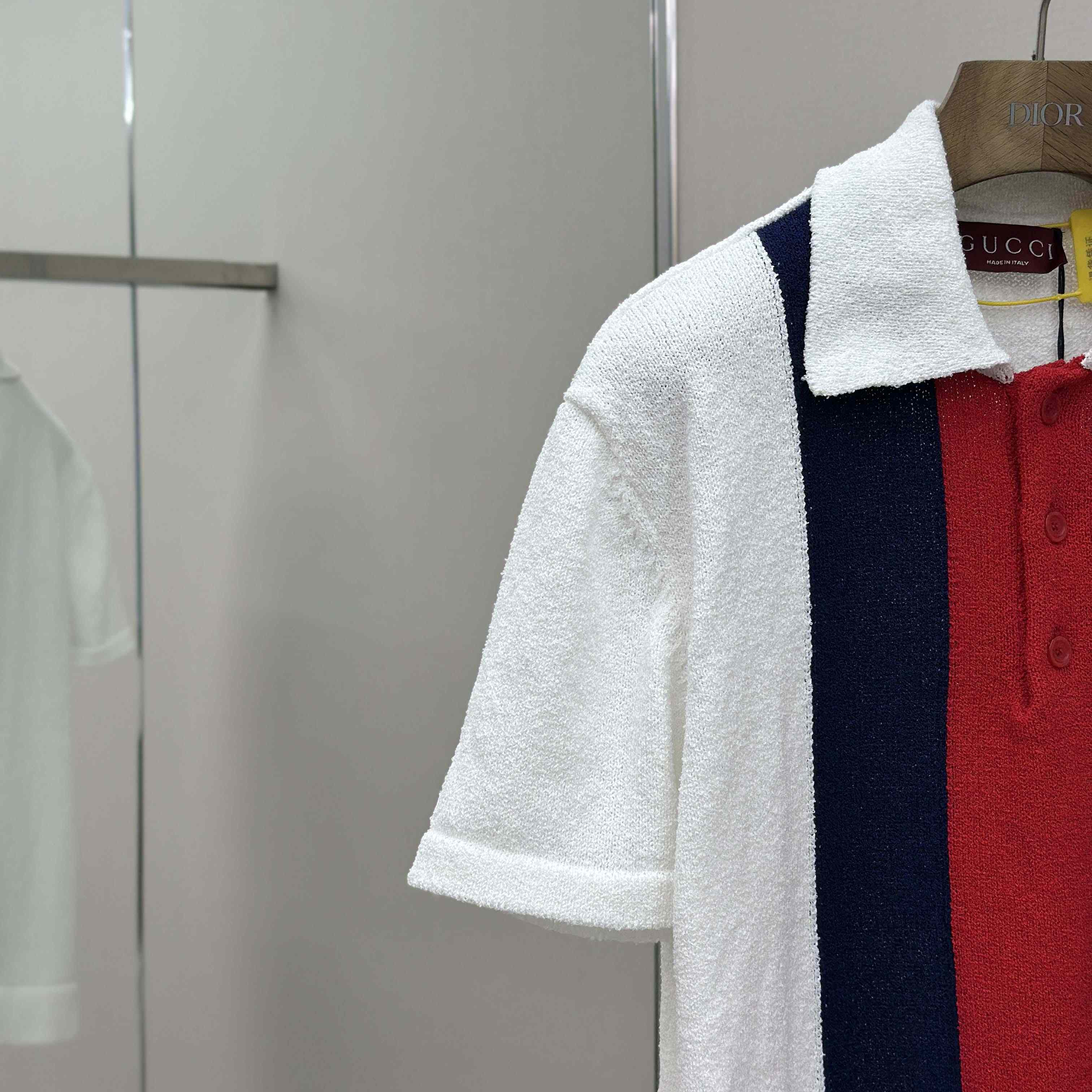 Gucci Cotton Blend Terry Knit Polo Shirt In White - FashionPlug
