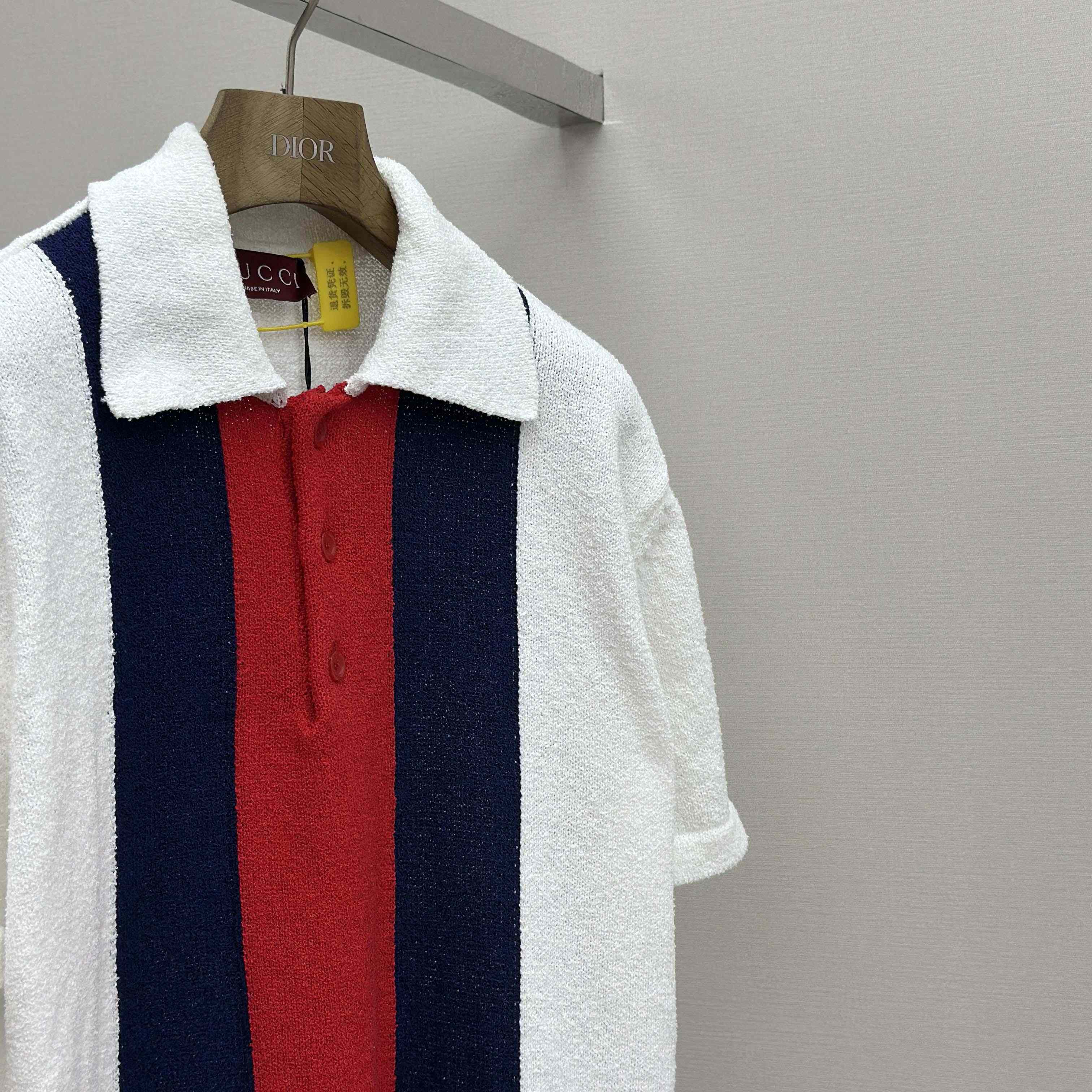 Gucci Cotton Blend Terry Knit Polo Shirt In White - FashionPlug