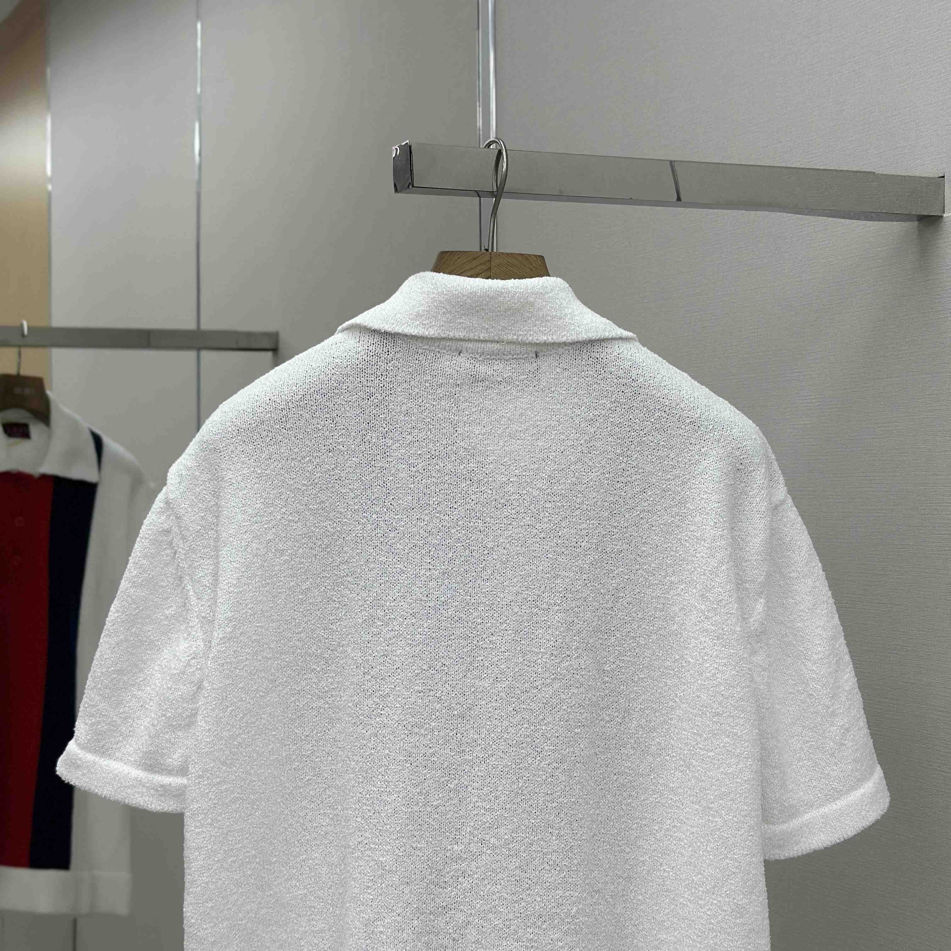 Gucci Cotton Blend Terry Knit Polo Shirt In White - FashionPlug