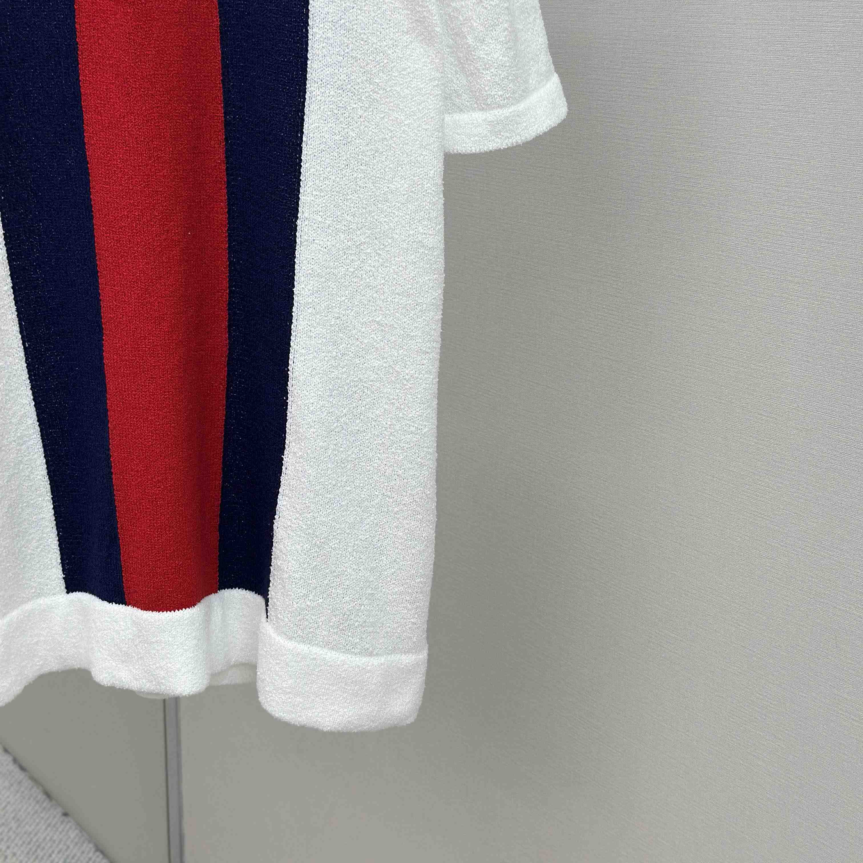 Gucci Cotton Blend Terry Knit Polo Shirt In White - FashionPlug