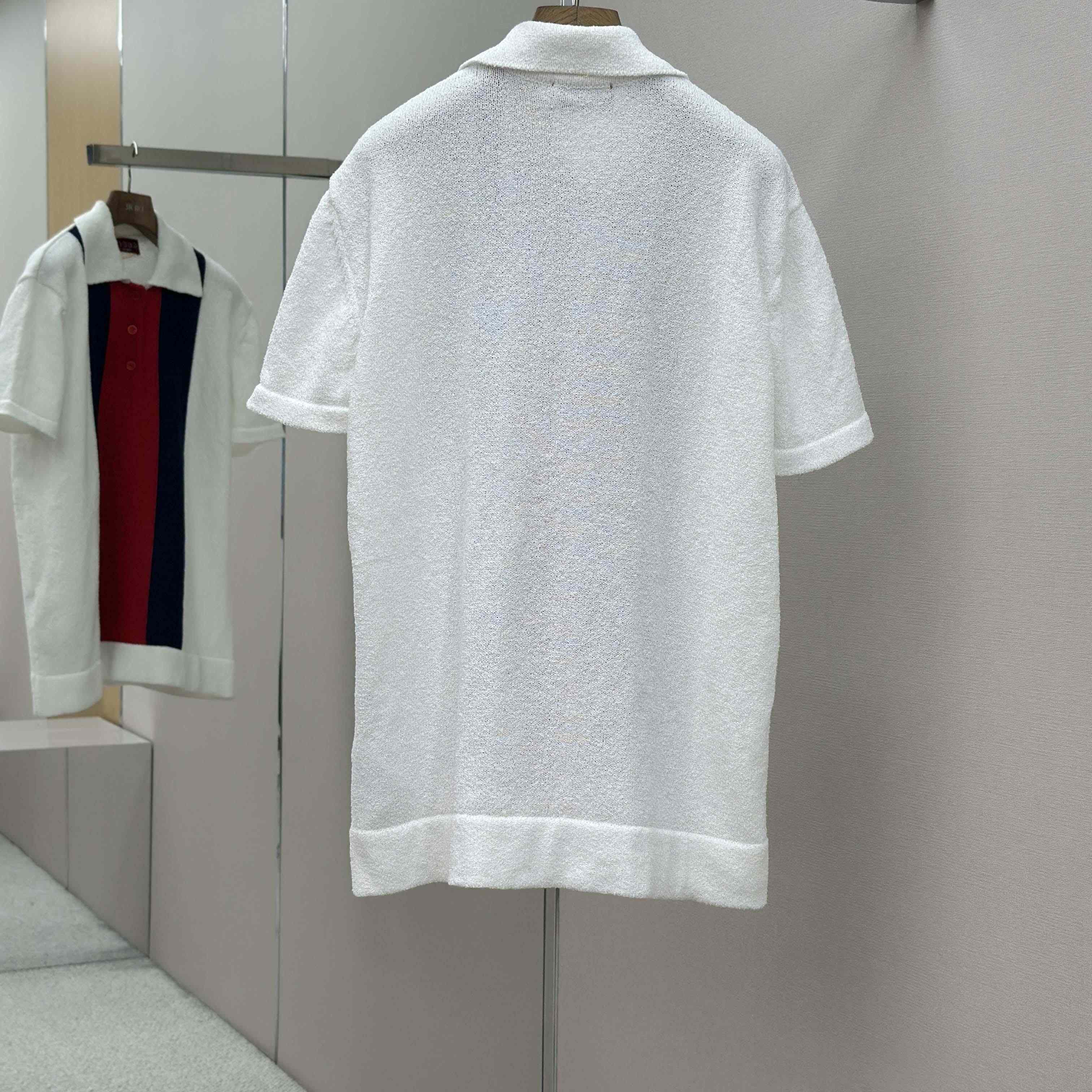 Gucci Cotton Blend Terry Knit Polo Shirt In White - FashionPlug