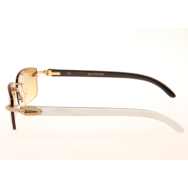 Cartier CT_3524012 Big Diamond White Mix Black Buffalo Sunglasses In Gold Brown - FashionPlug