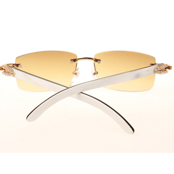 Cartier CT_3524012 Big Diamond White Mix Black Buffalo Sunglasses In Gold Brown - FashionPlug