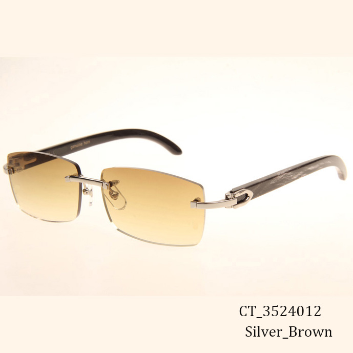 Cartier CT_3524012 Black Grey Buffalo Sunglasses In Silver Brown - FashionPlug