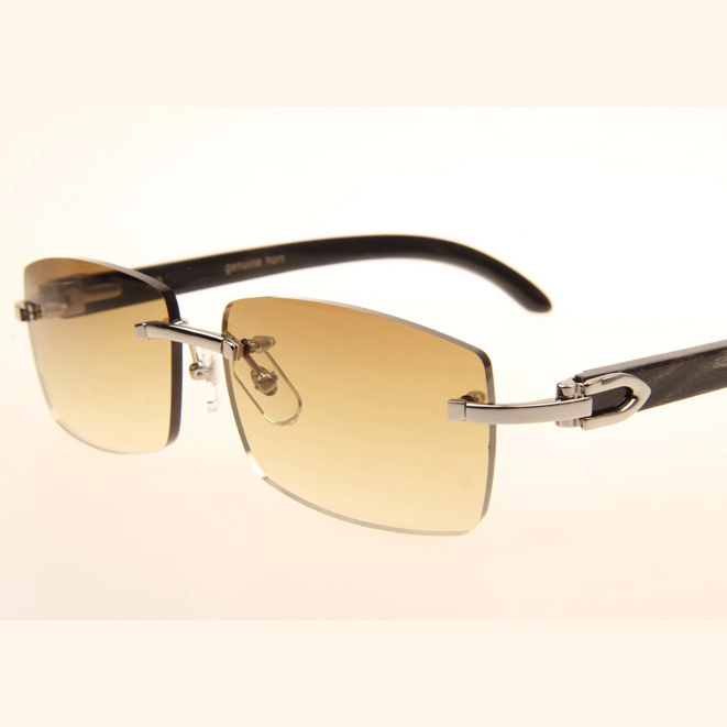 Cartier CT_3524012 Black Grey Buffalo Sunglasses In Silver Brown - FashionPlug