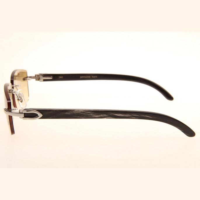 Cartier CT_3524012 Black Grey Buffalo Sunglasses In Silver Brown - FashionPlug