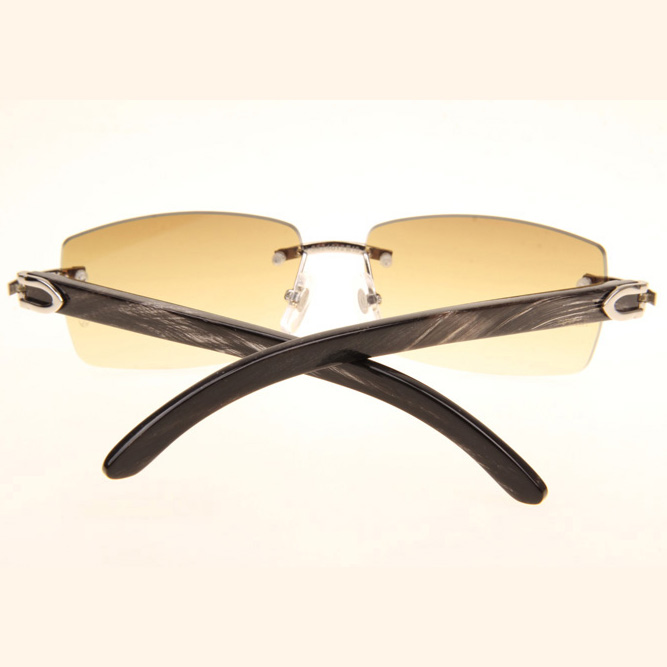 Cartier CT_3524012 Black Grey Buffalo Sunglasses In Silver Brown - FashionPlug