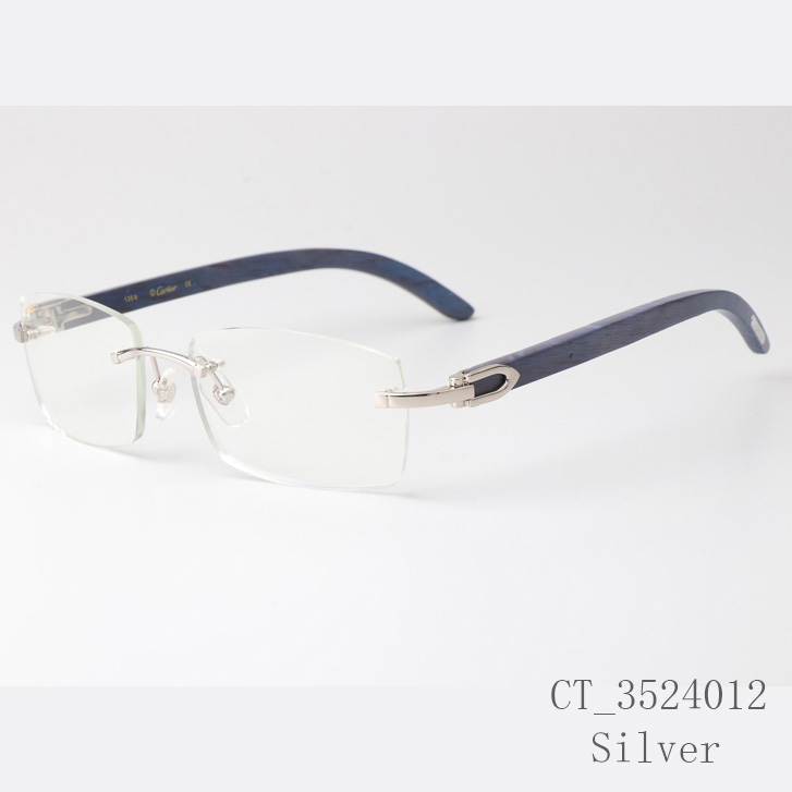 Cartier CT_3524012 Blue Arm Eyeglasses Silver - FashionPlug