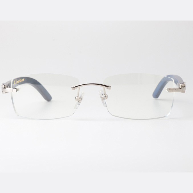 Cartier CT_3524012 Blue Arm Eyeglasses Silver - FashionPlug