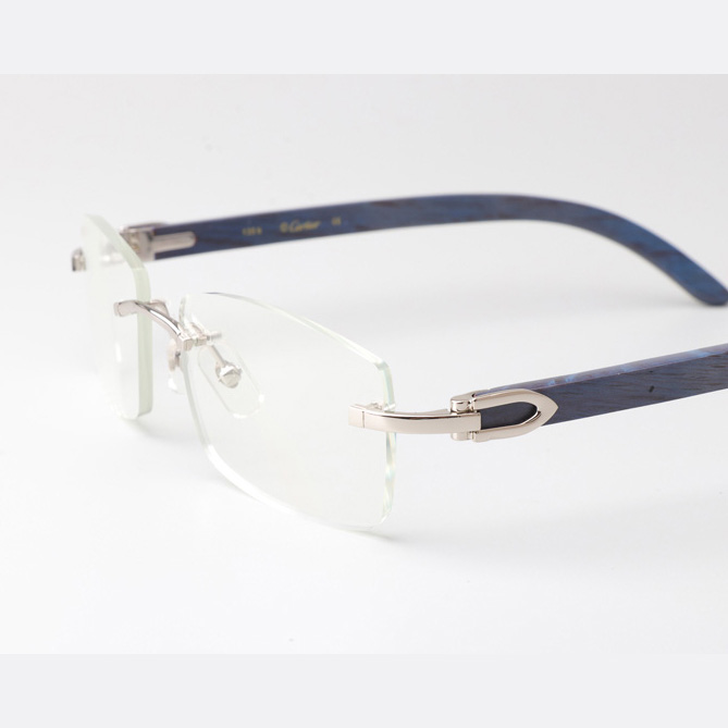 Cartier CT_3524012 Blue Arm Eyeglasses Silver - FashionPlug
