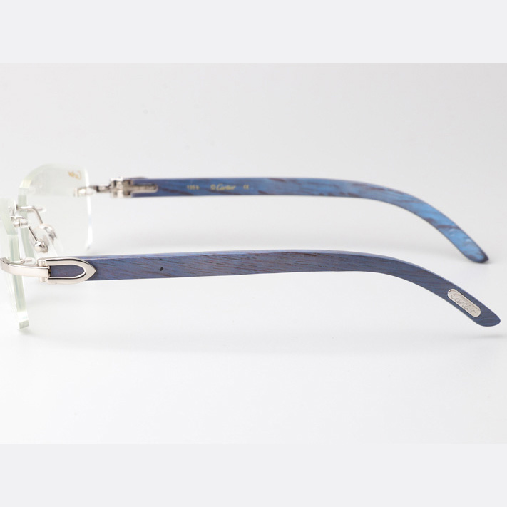 Cartier CT_3524012 Blue Arm Eyeglasses Silver - FashionPlug