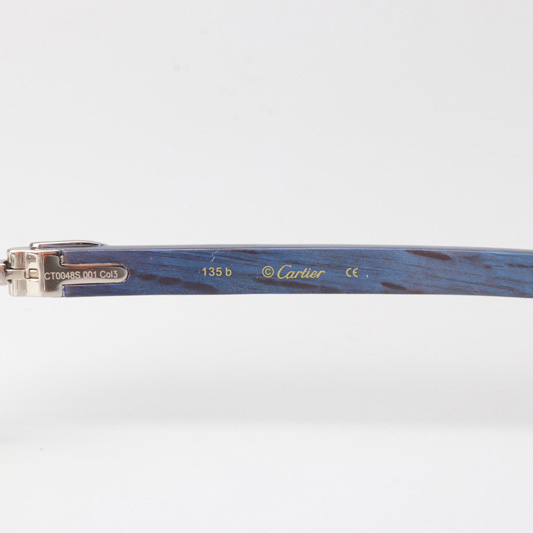 Cartier CT_3524012 Blue Arm Eyeglasses Silver - FashionPlug
