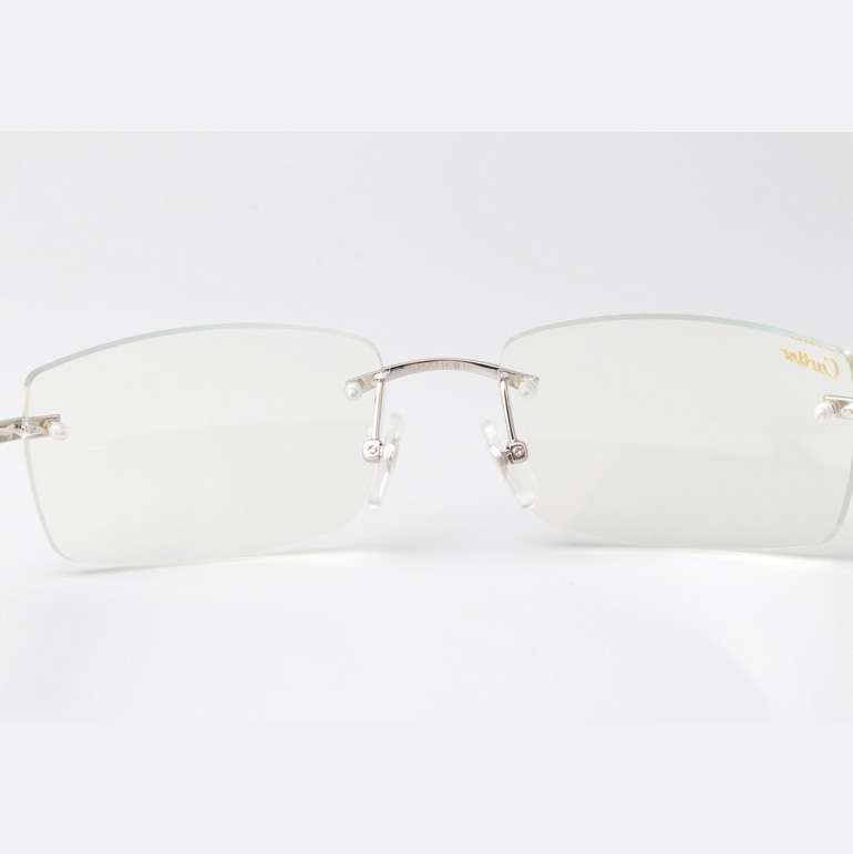Cartier CT_3524012 Blue Arm Eyeglasses Silver - FashionPlug