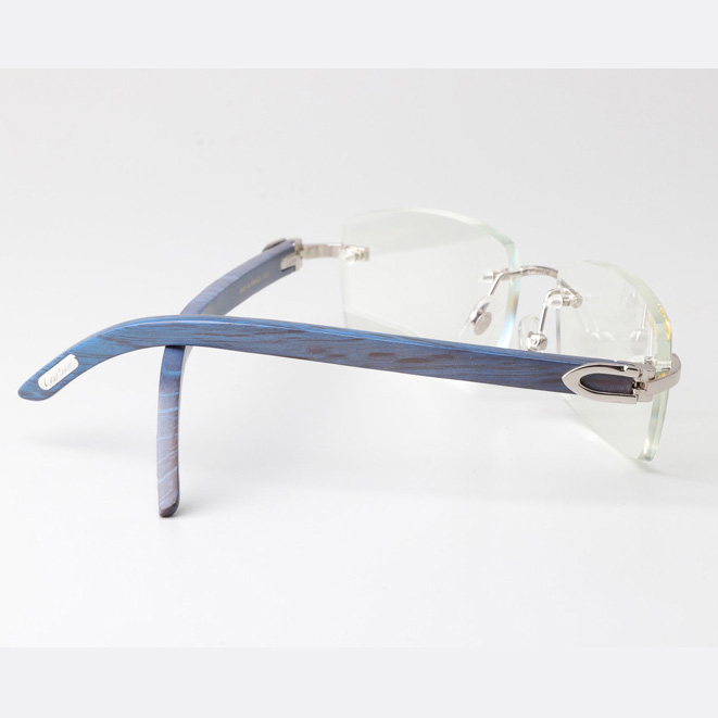 Cartier CT_3524012 Blue Arm Eyeglasses Silver - FashionPlug